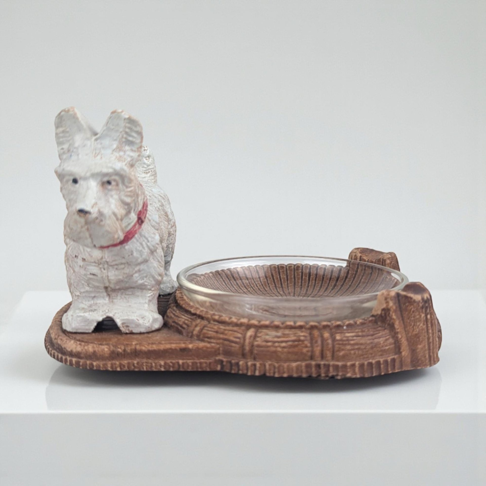 Vintage Burwood Scottie Dog Ashtray: Westie Terrier Trinket Dish with Glass Insert