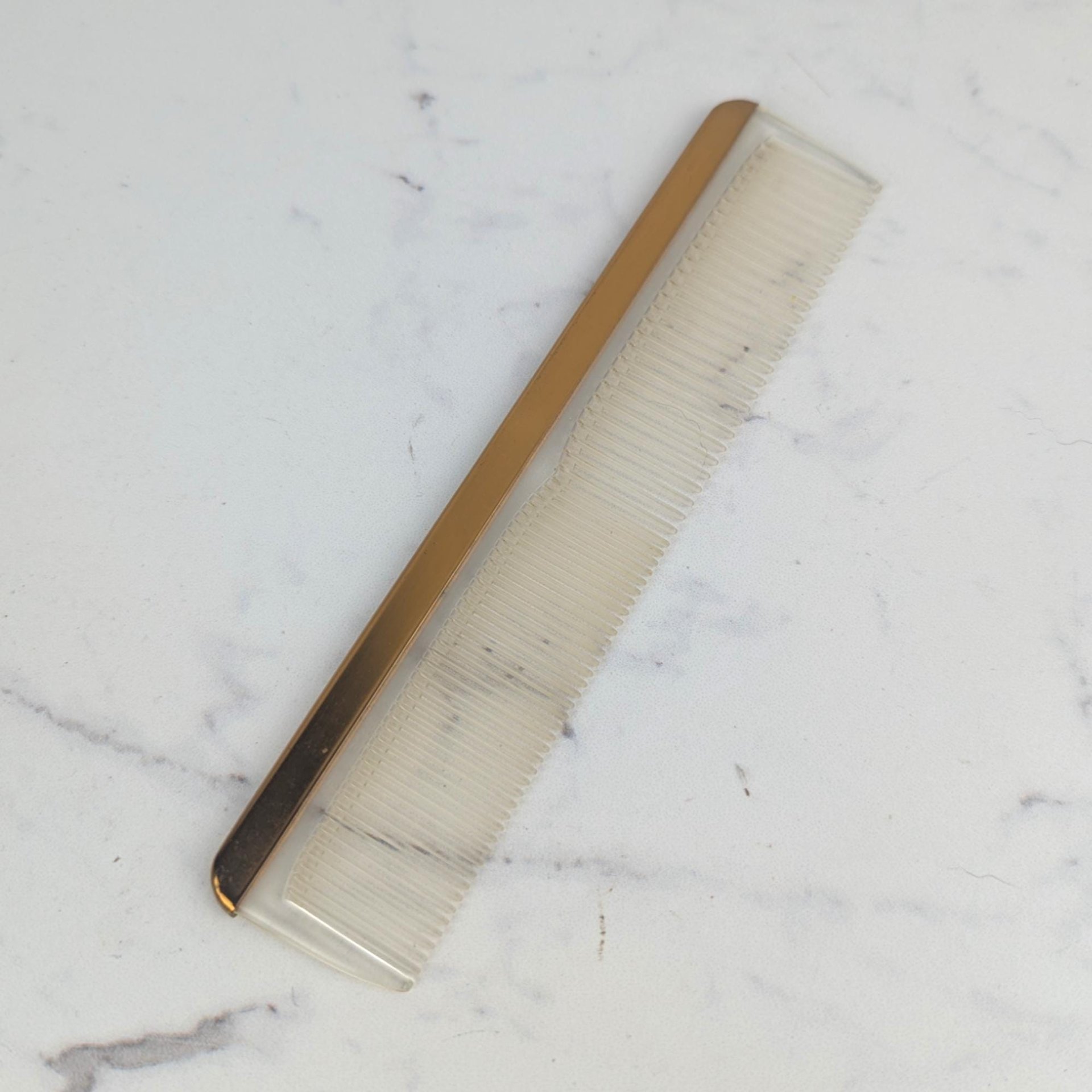 Vintage 3-Piece Vanity Set: Gold Tone Mirror, Brush, and Comb Dresser Set