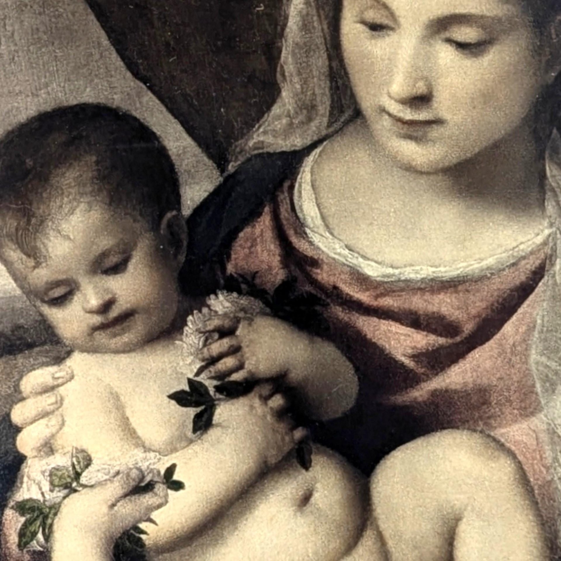 Vintage Madonna and Child Print - After Titian, Framed Religious Art