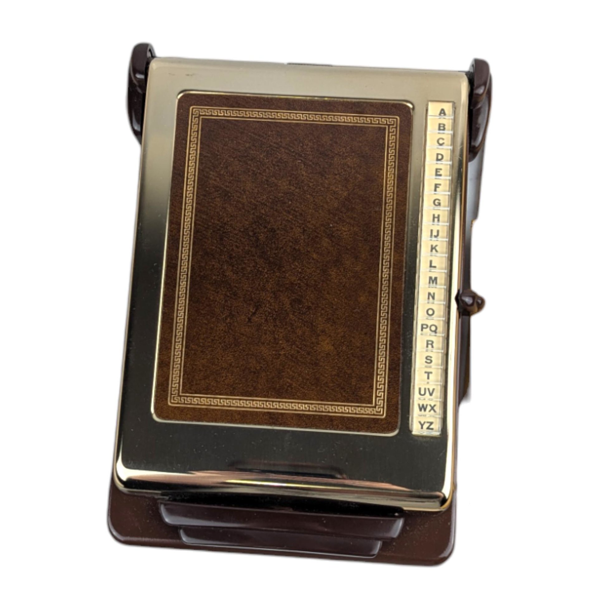 Vintage Cavalier List Finder Index: Bates Brown Faux Leather Desk Organizer