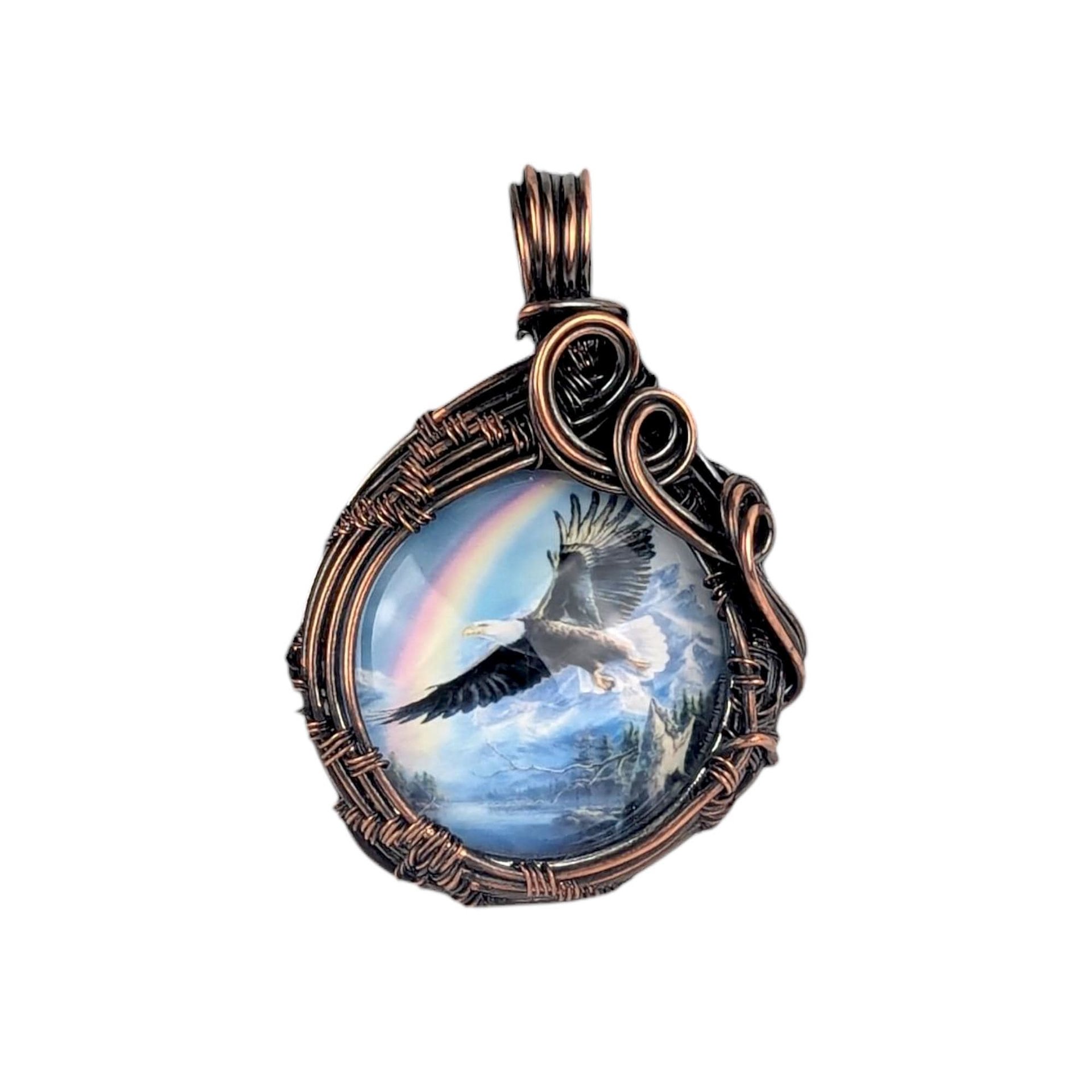 Handmade Copper Wire Eagle Pendant: Patriotic Wildlife Jewelry