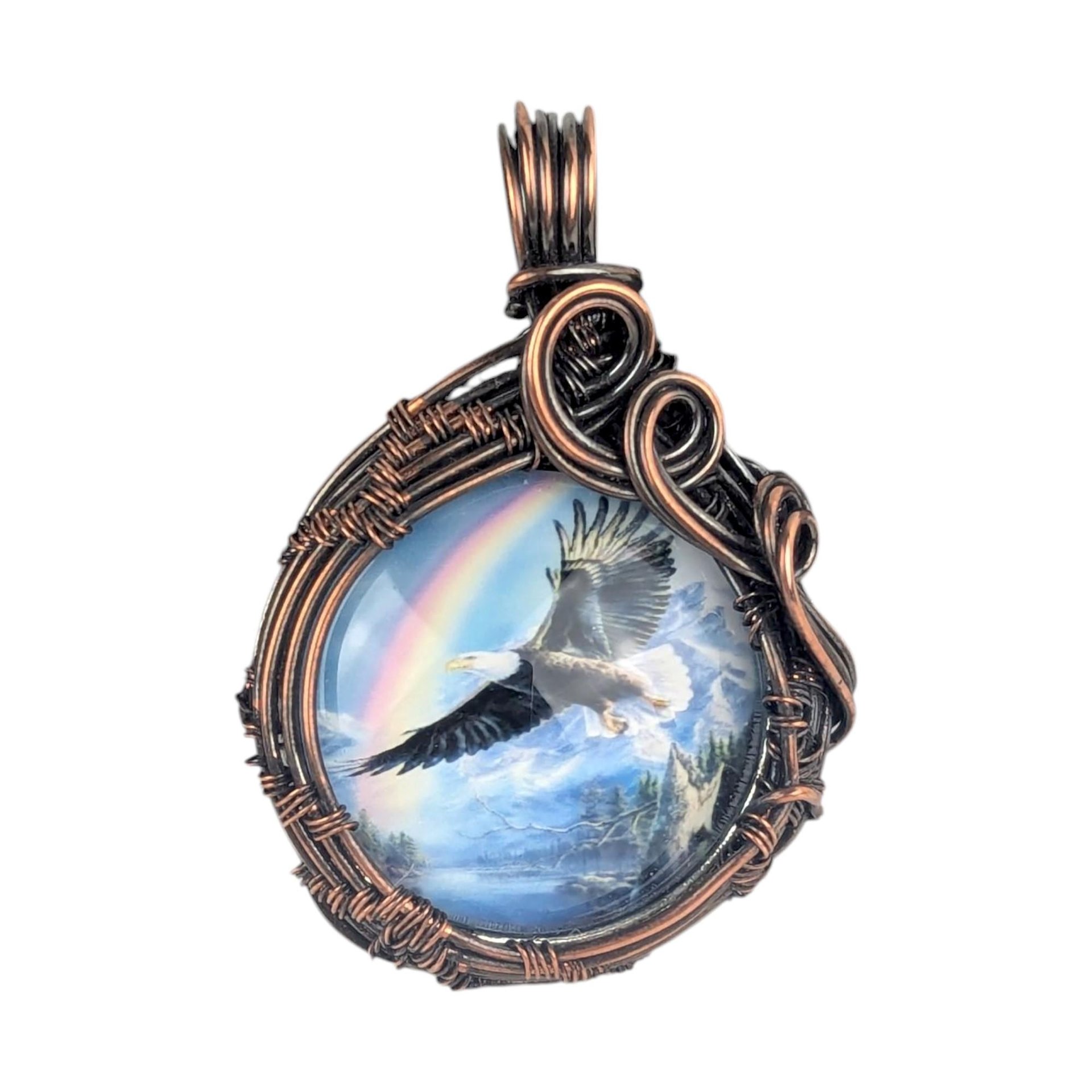 Handmade Copper Wire Eagle Pendant: Patriotic Wildlife Jewelry