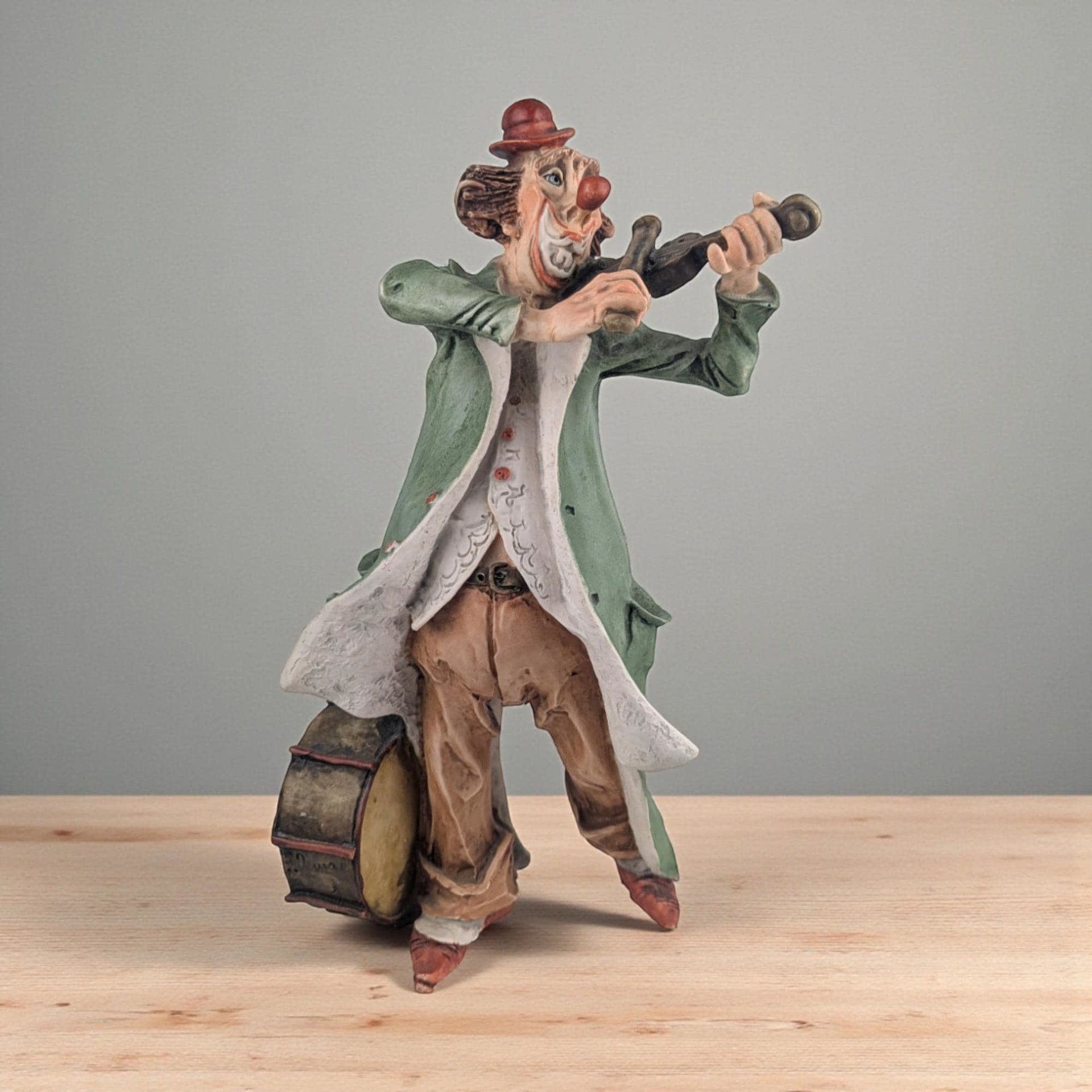 Vintage Capodimonte Clown Figurine: Italian Art Statue with N Crown Mark