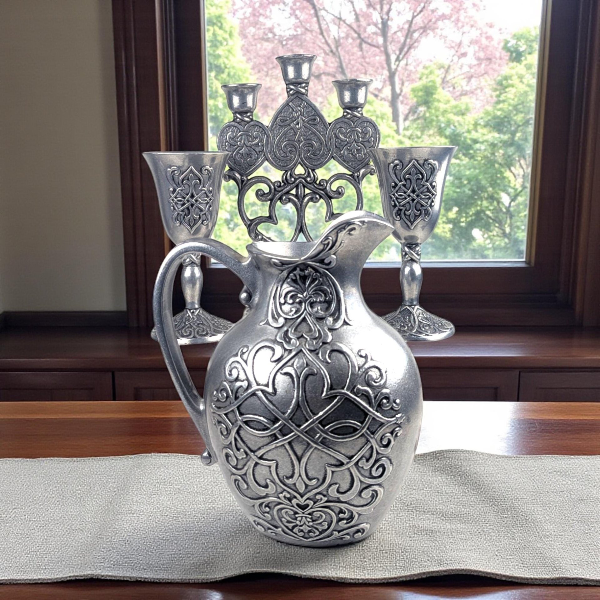 Vintage 1996 Carson Pewter: YOUR CHOICE of Forevermore Pitcher, Candelabra, or Goblet Pair