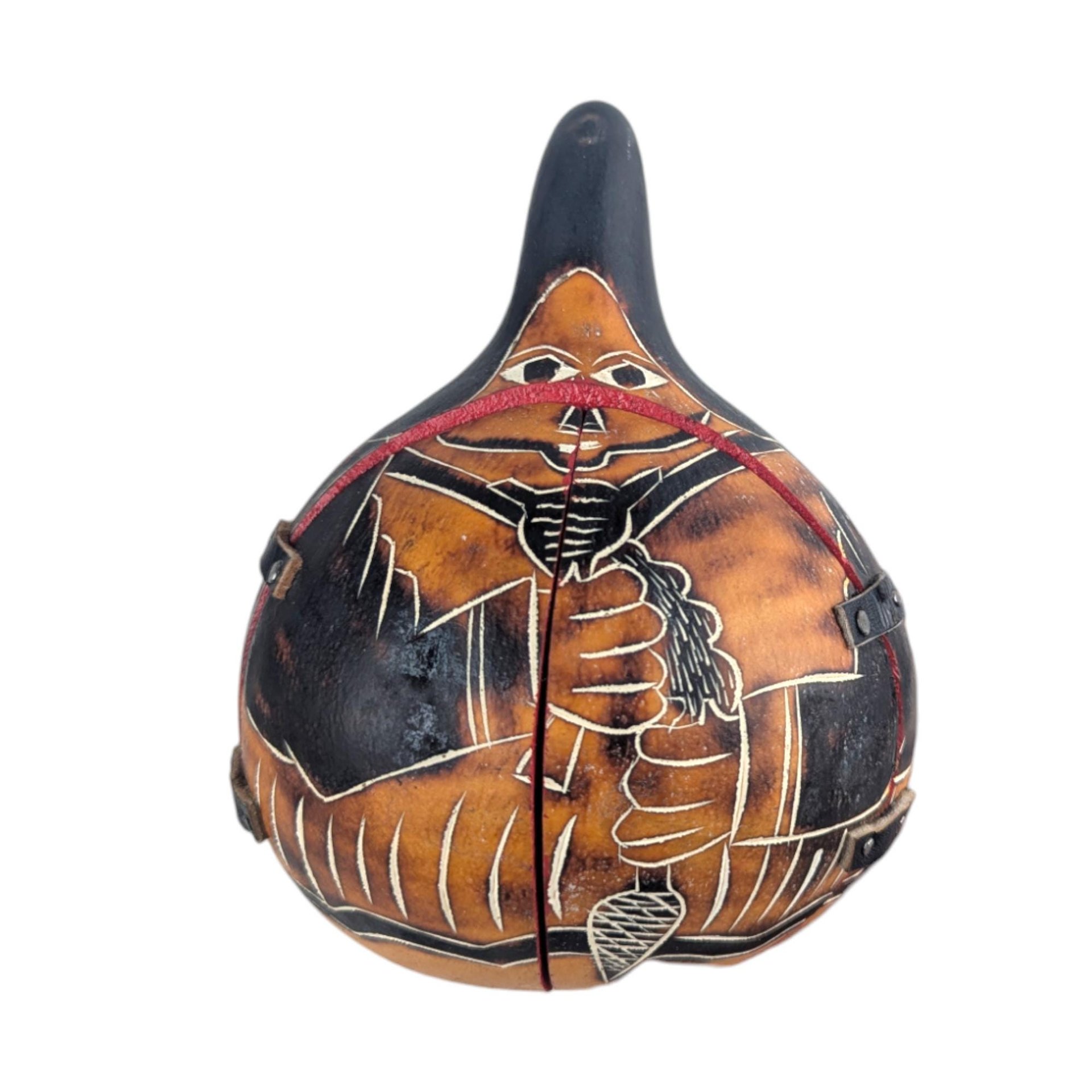 Vintage Gourd Nativity Scene: Hand Painted Peruvian Folk Art Retablo