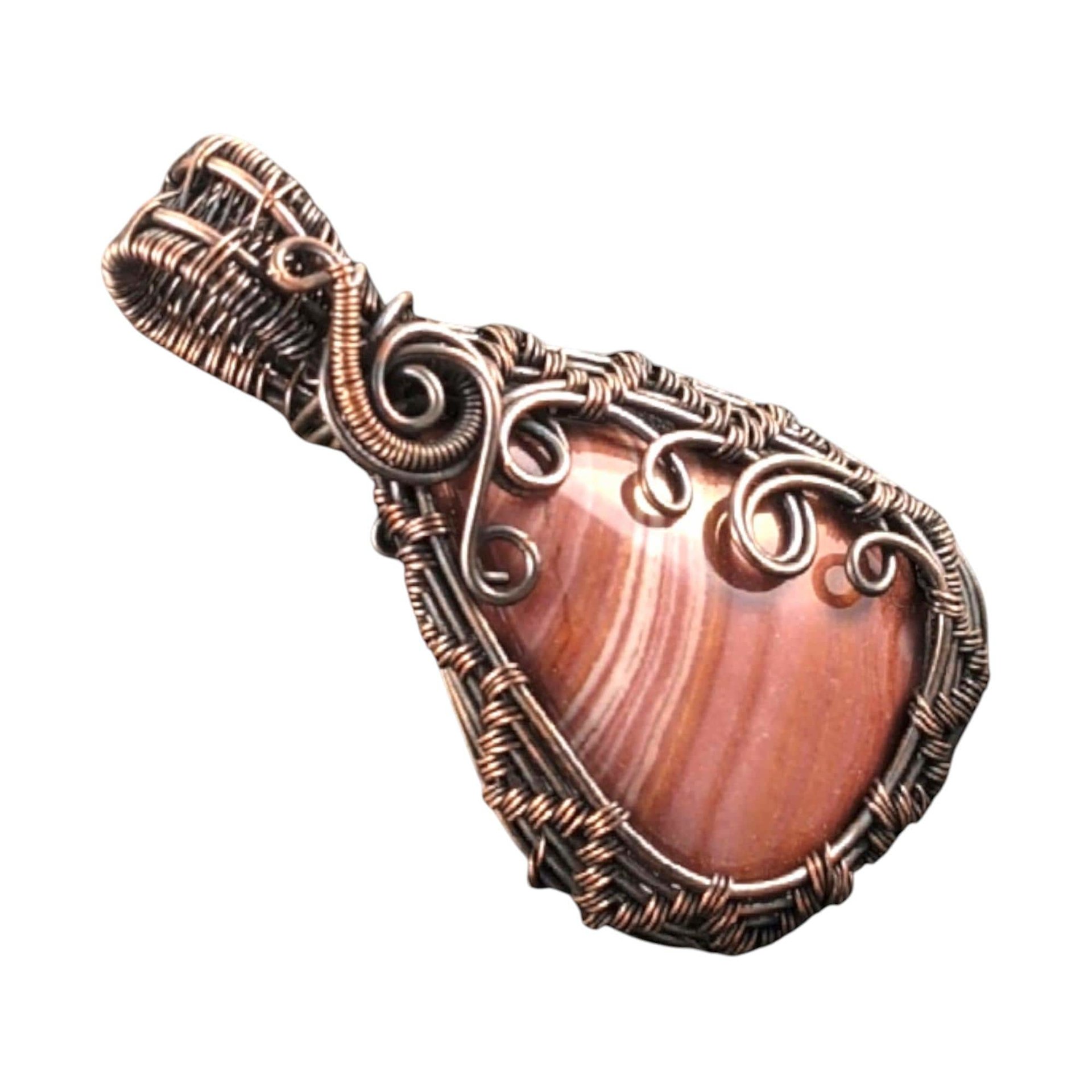 Mookaite Jasper Pendant: Wire Wrapped Copper Earthy Jewelry