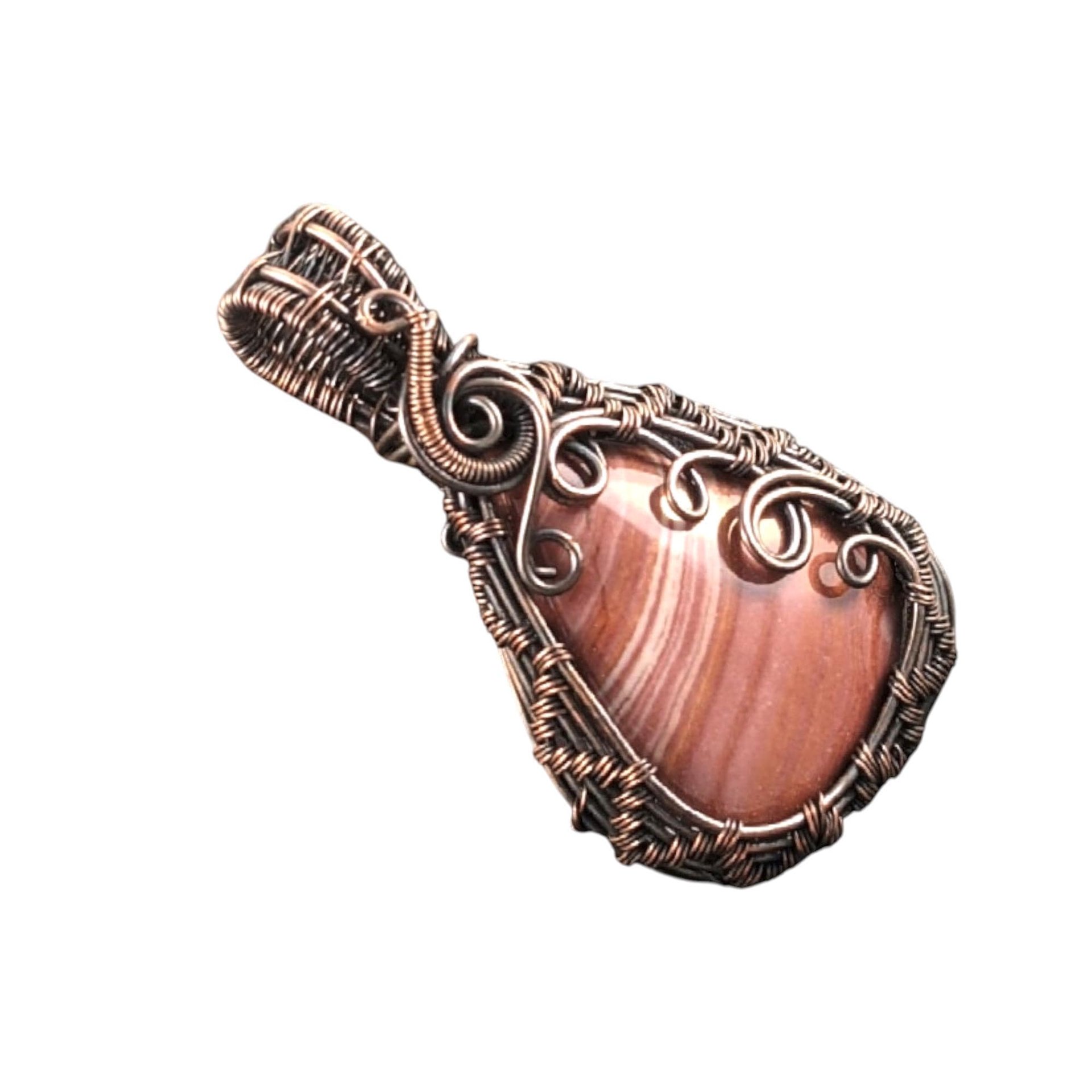 Mookaite Jasper Pendant: Wire Wrapped Copper Earthy Jewelry
