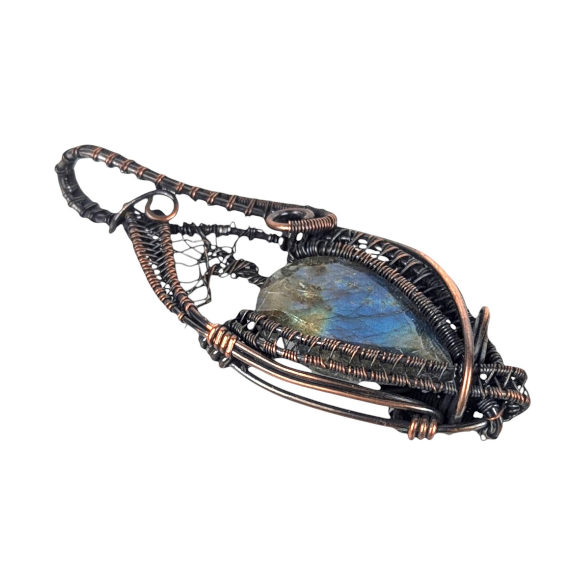 Tree of Life Labradorite Pendant: Wire Wrapped Copper Statement Jewelry