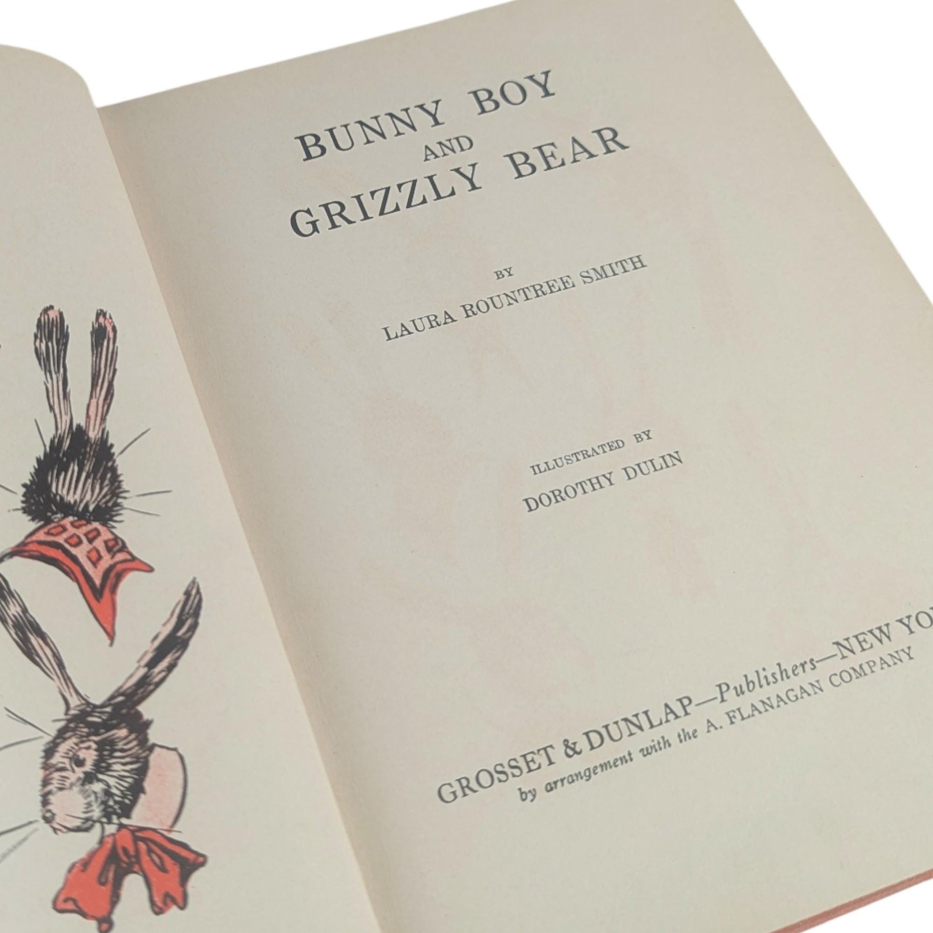 Antique 1922 Bunny Boy and Grizzly Bear: Laura Rountree Smith Animal Storybook