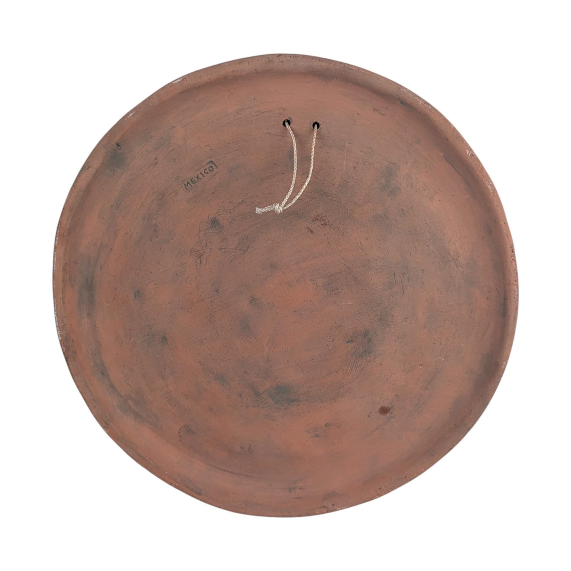 Vintage Aztec Calendar Wall Art: Terracotta Sun Stone Plaque Made in Mexico Folk Art