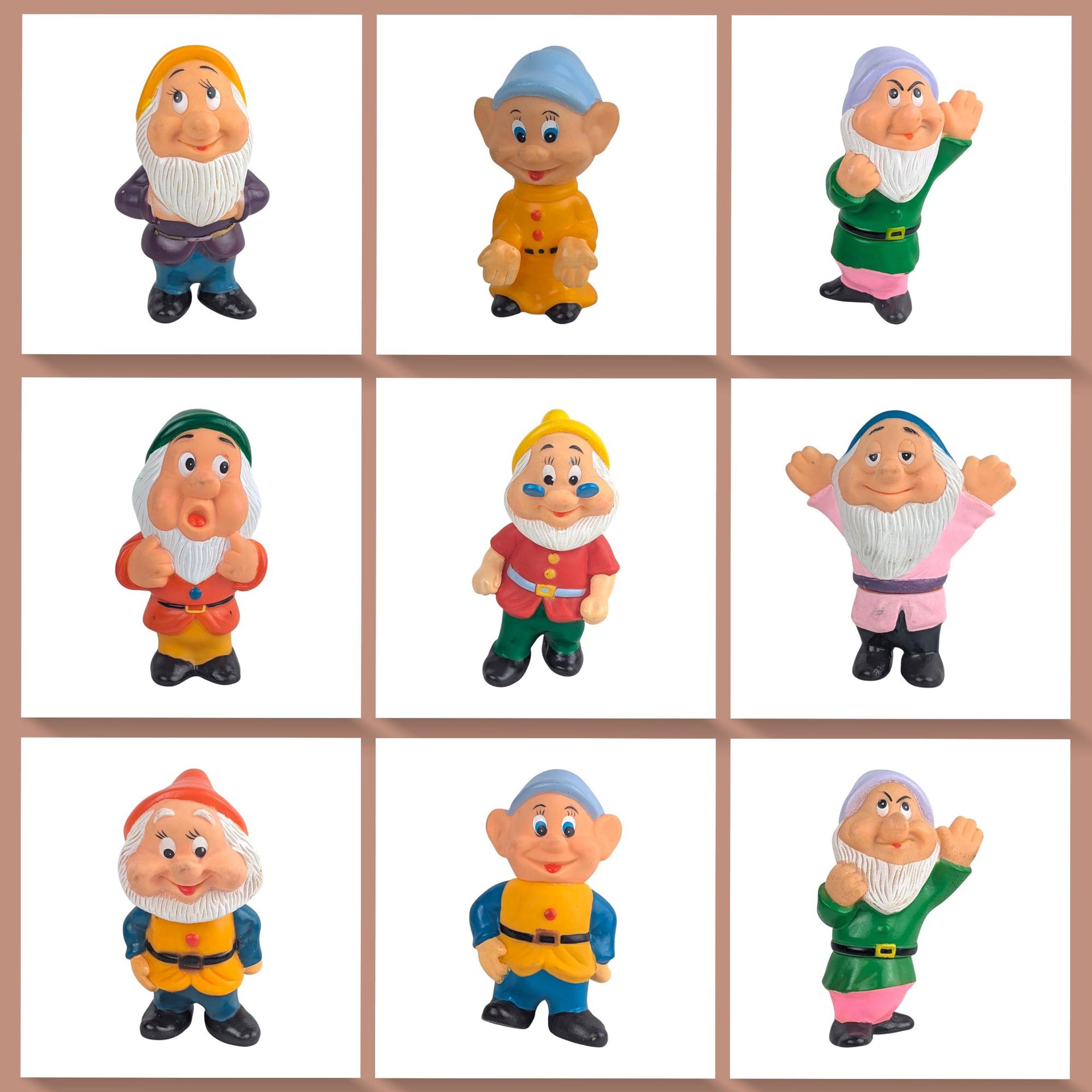 Vintage Seven Dwarfs Figure Your Choice: Disney Snow White Squeak Toy Collectible