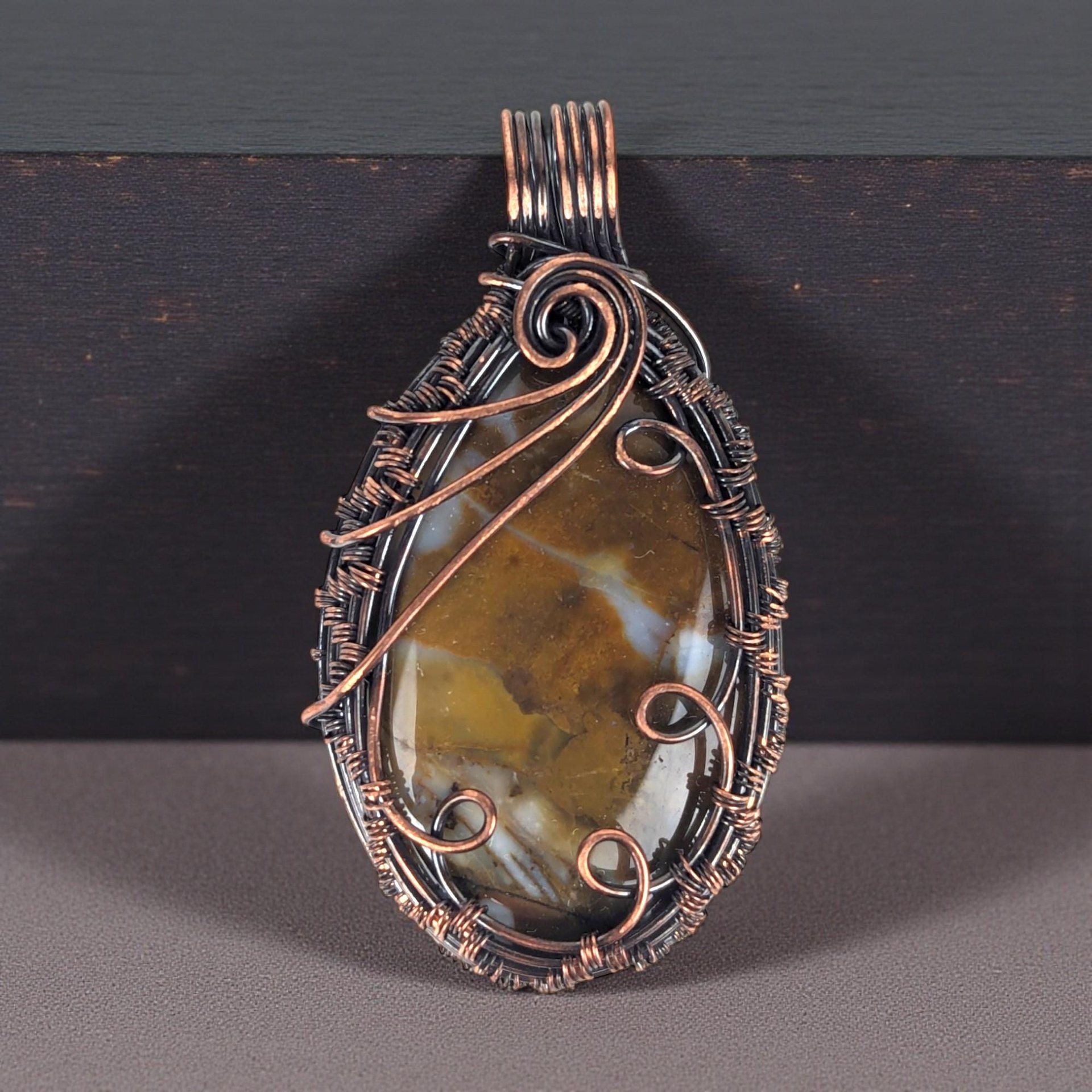 Copper Wire Wrapped Agate Pendant: Handmade Earthy Gemstone Jewelry