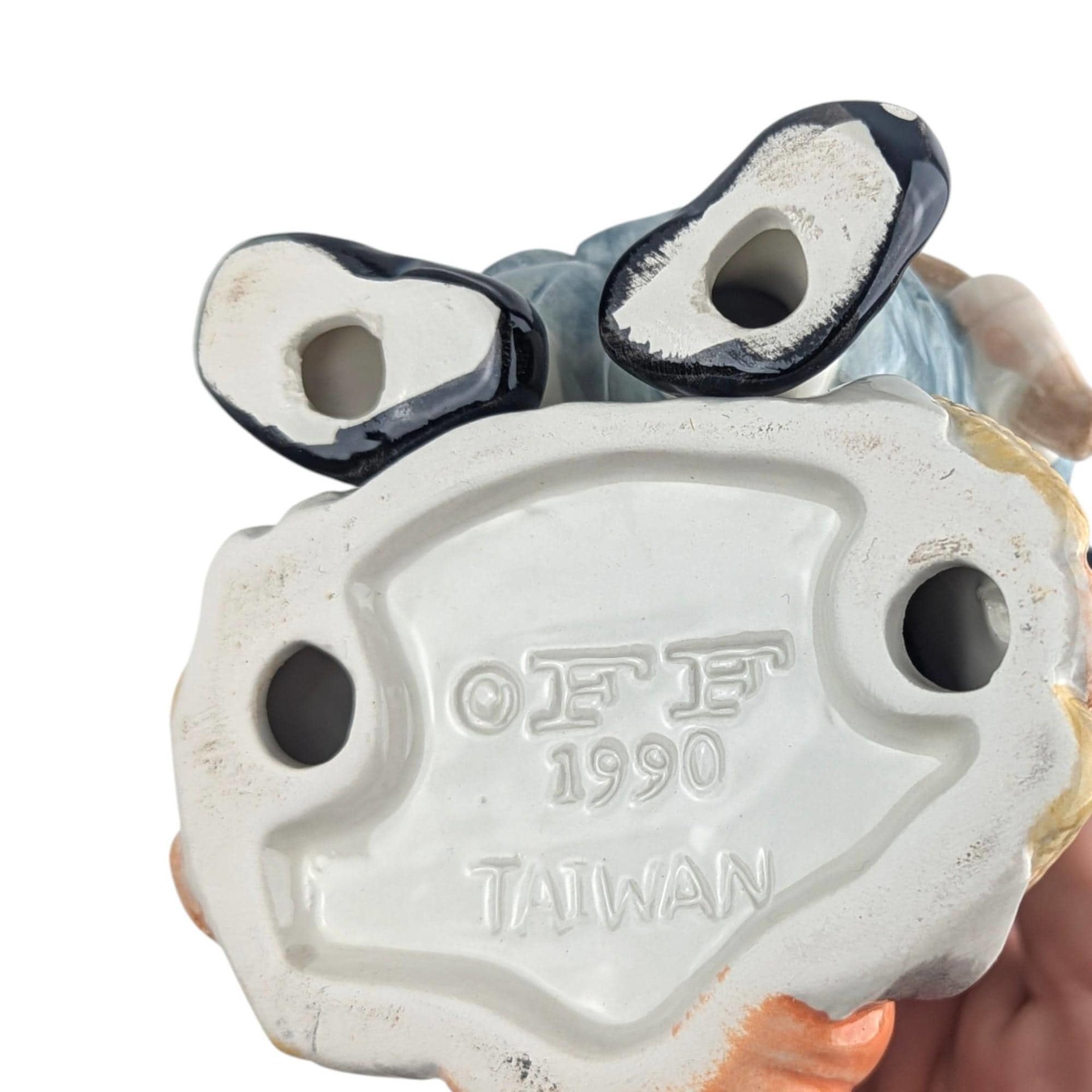 Vintage 1990 Fitz and Floyd Thanksgiving Candlestick: Pilgrim and Turkey Holiday Decor