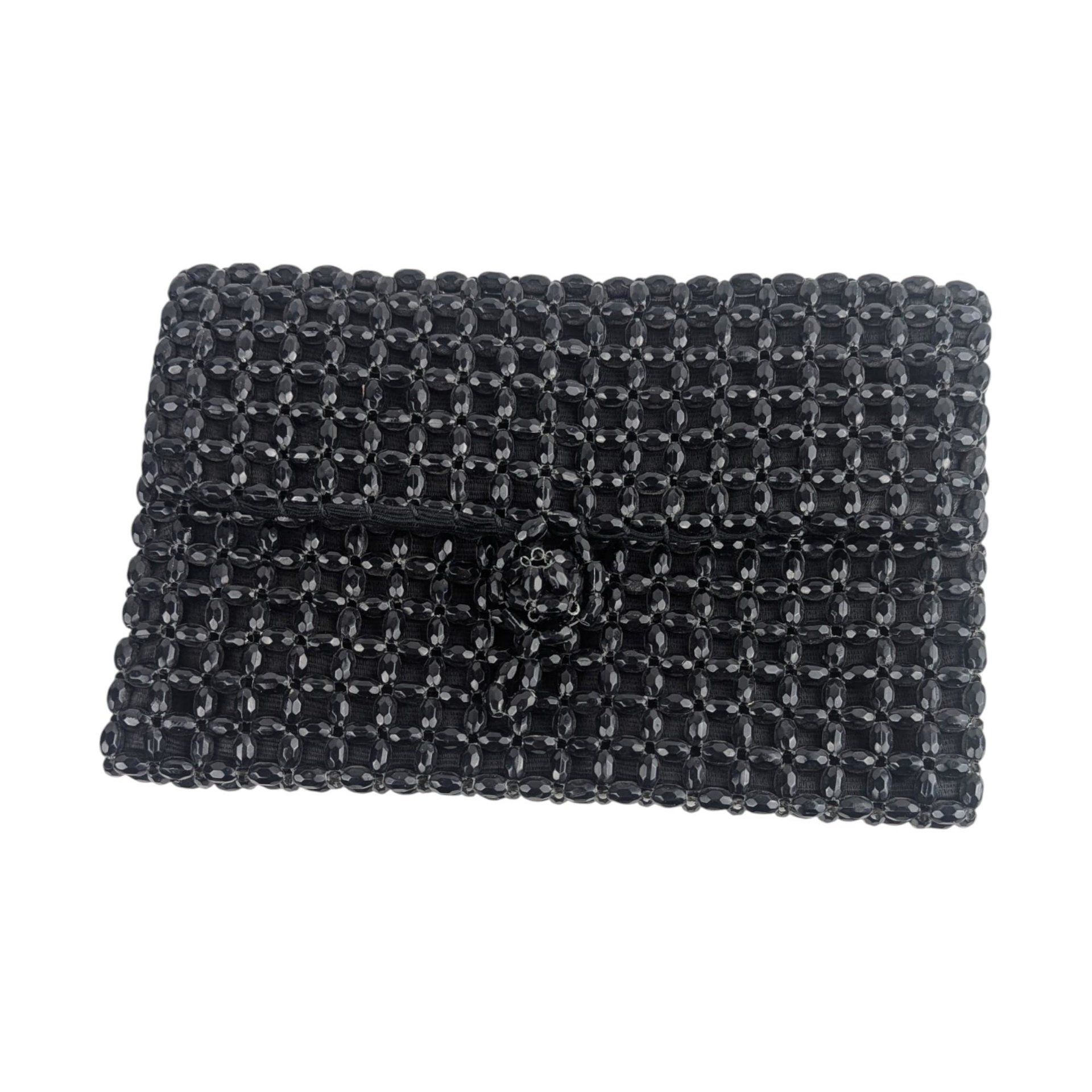 Vintage Barbara Lee Beaded Black Bag: Formal Evening Clutch Purse