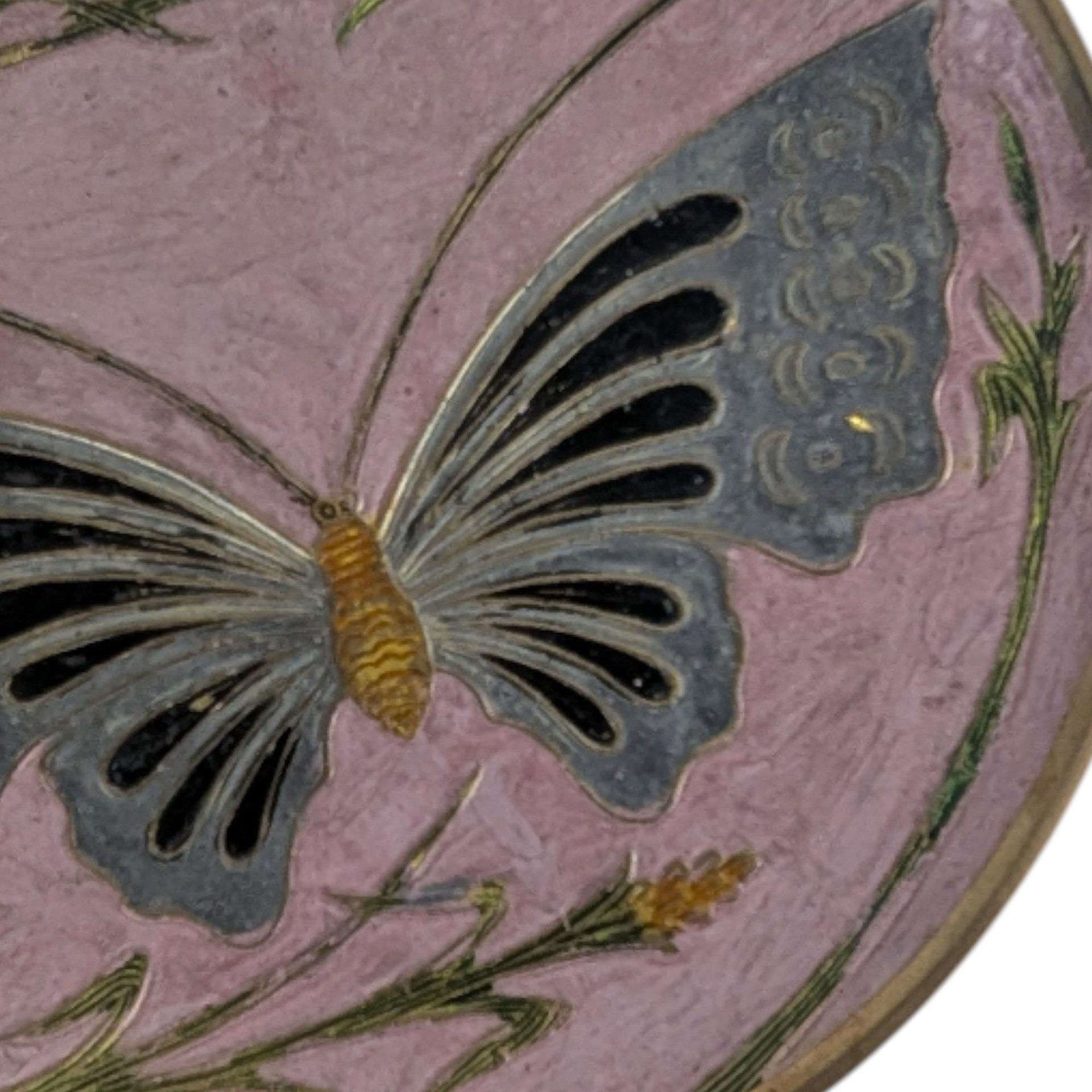 Vintage Brass Enamel Butterfly Plate: Decorative Wall Hanging Made in India