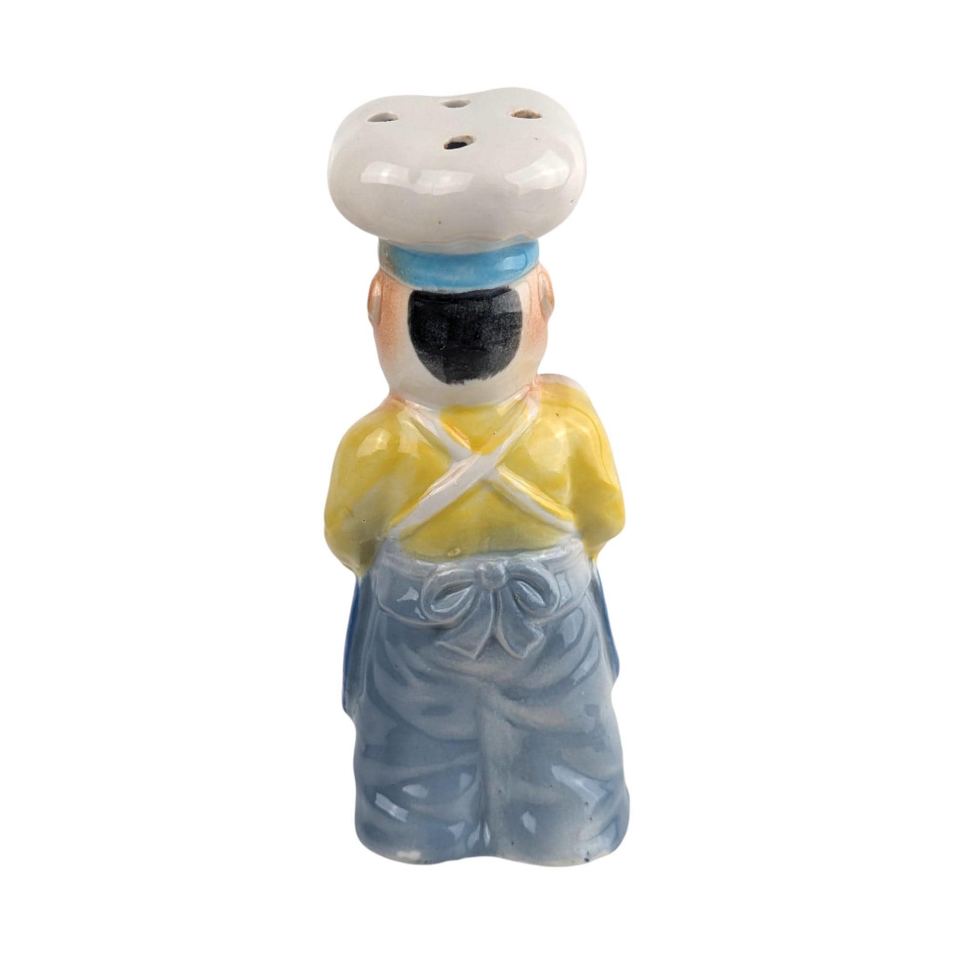 Vintage Ceramic Chef Grated Cheese Shaker: Figural Kitchen Decor