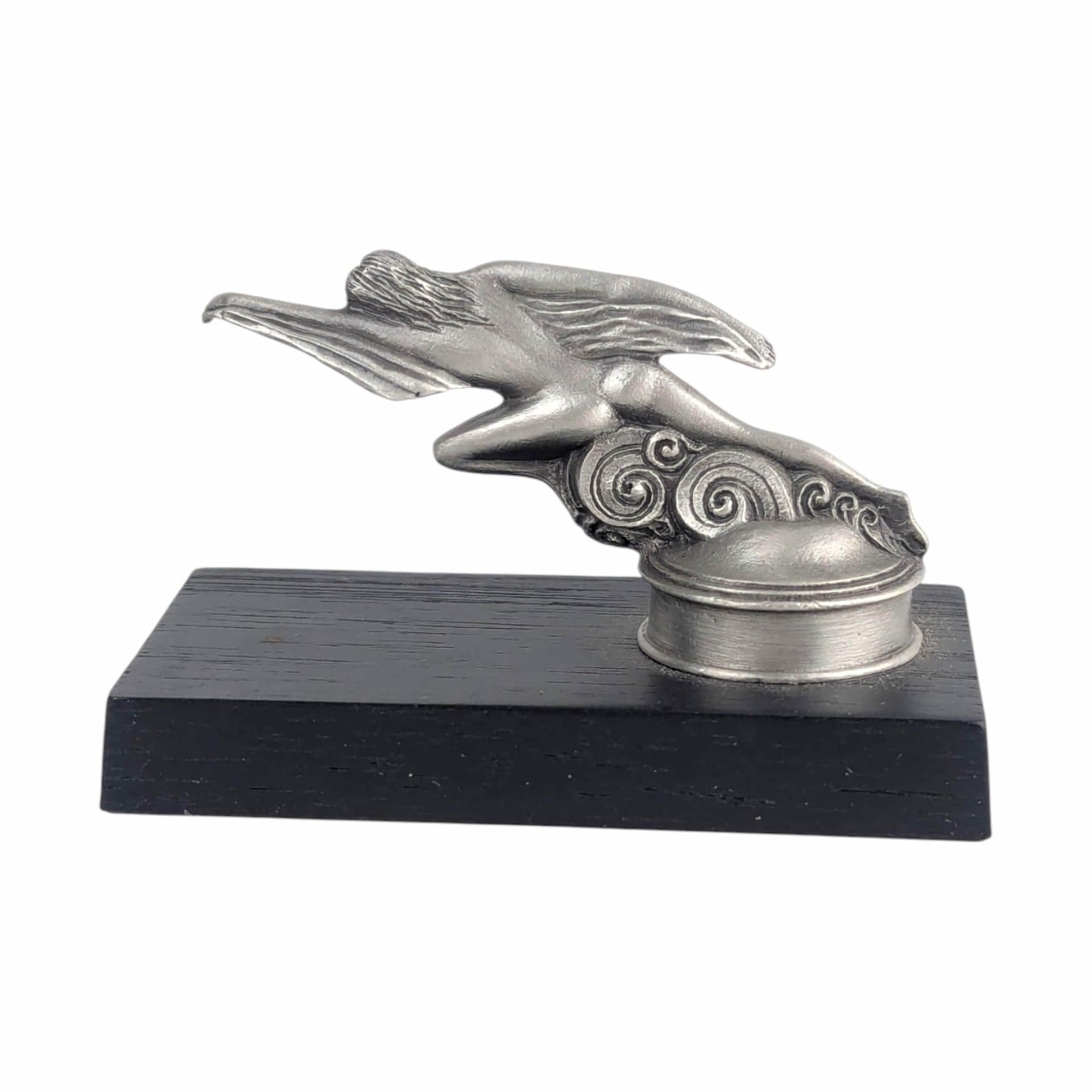 Vintage 1982 Studebaker Hood Ornament: Franklin Mint Pewter Atalanta Sculpture