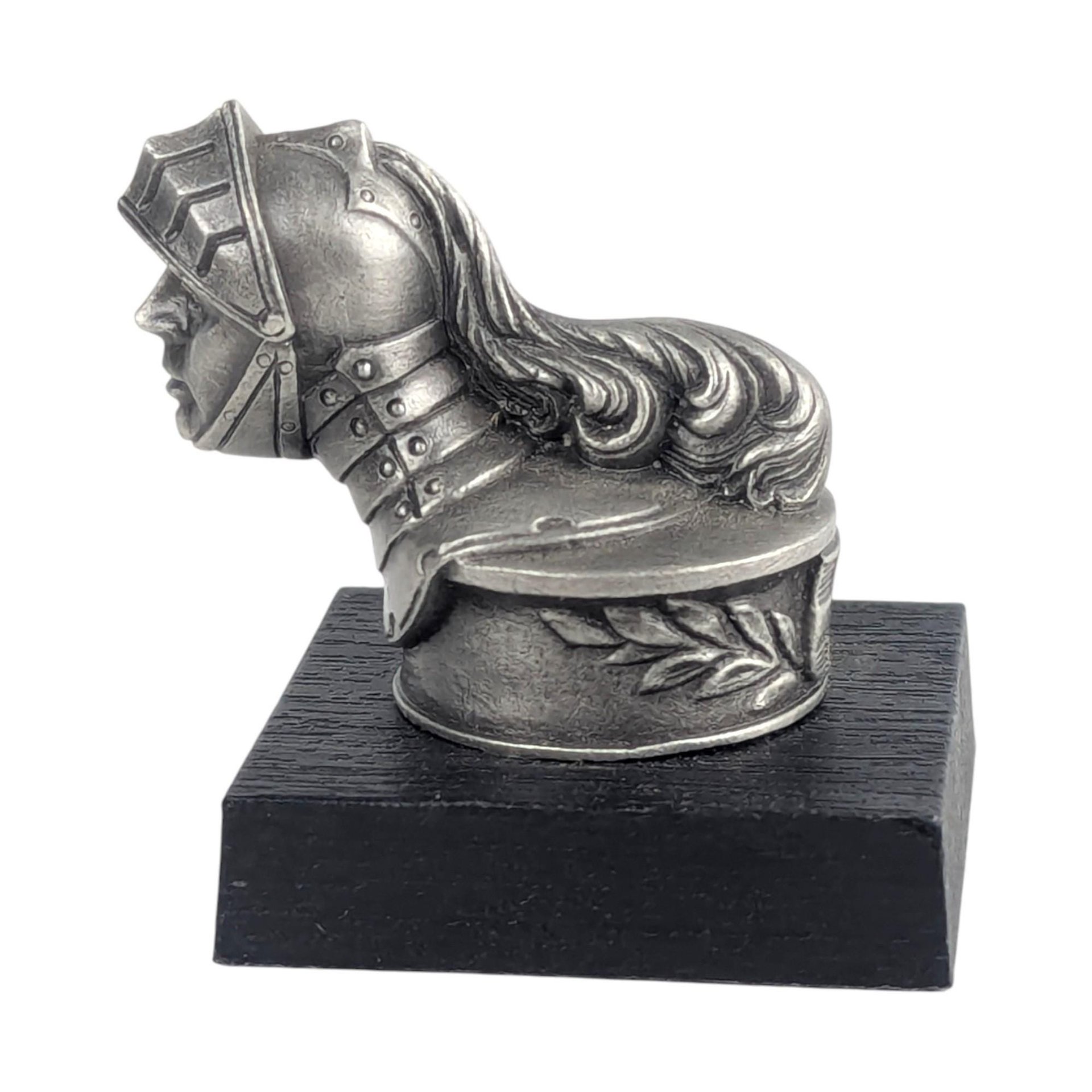 Vintage 1983 DeSoto Hood Ornament: Franklin Mint Pewter Conquistador Sculpture