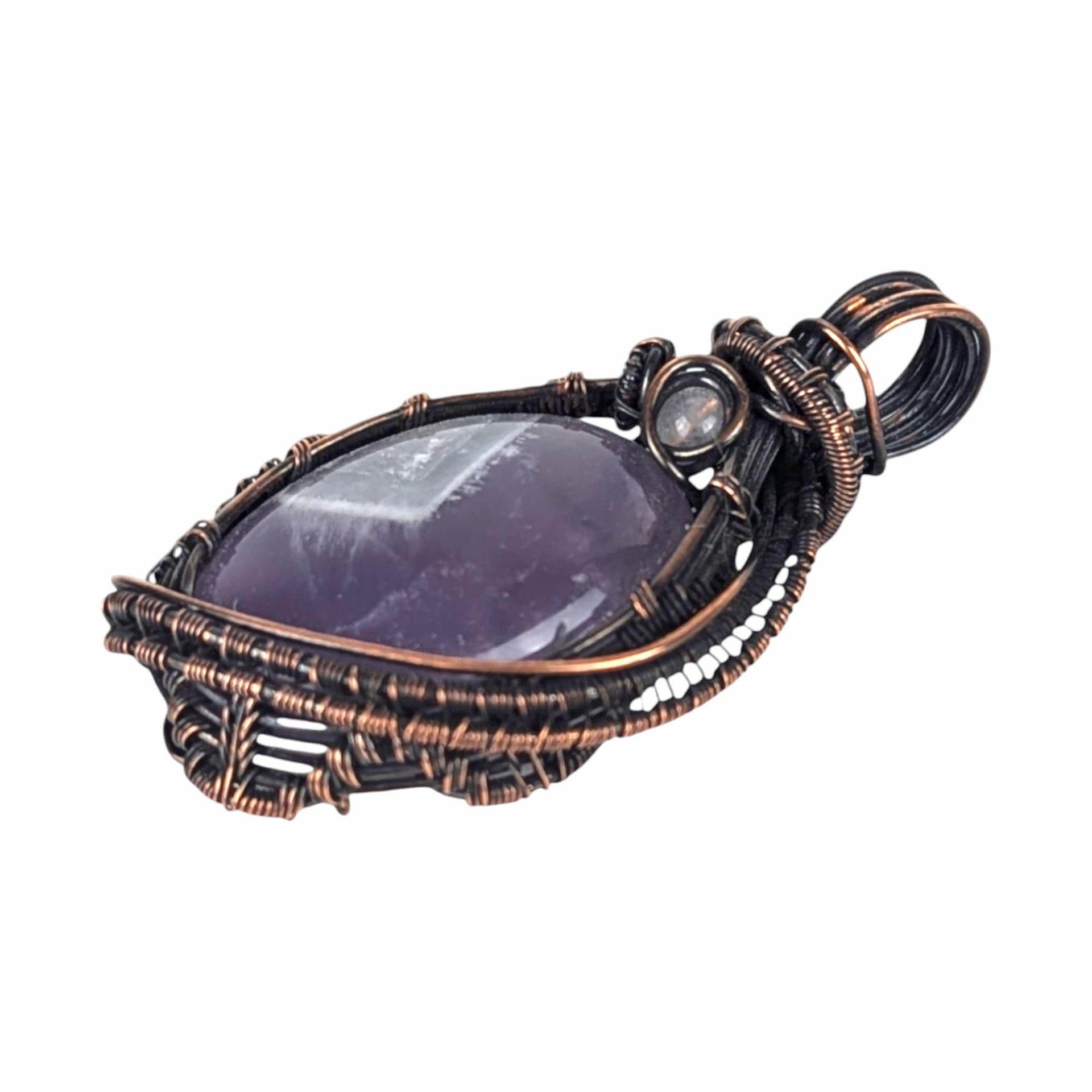 Handmade Amethyst Pendant: Copper Wire Woven Gemstone Necklace