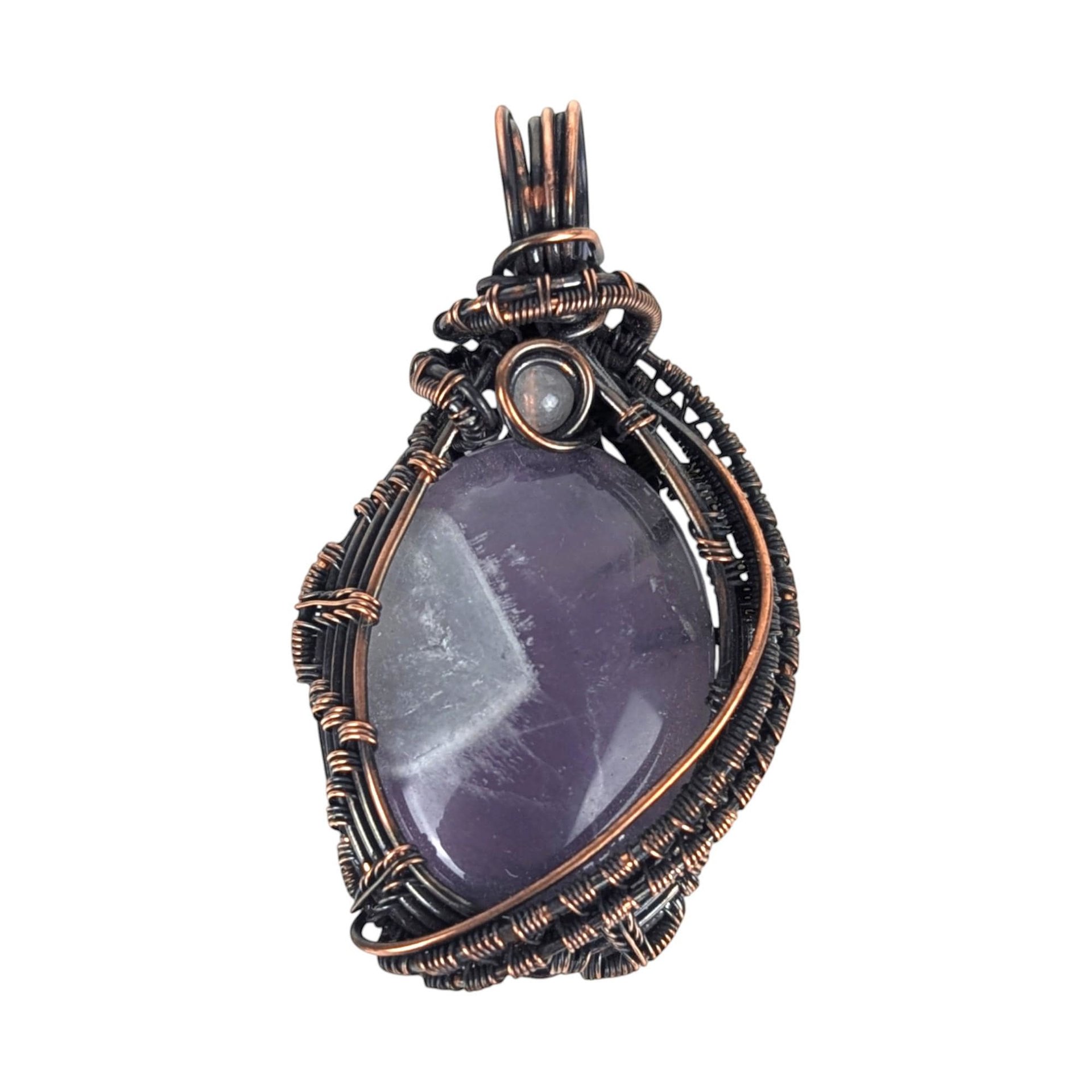 Handmade Amethyst Pendant: Copper Wire Woven Gemstone Necklace