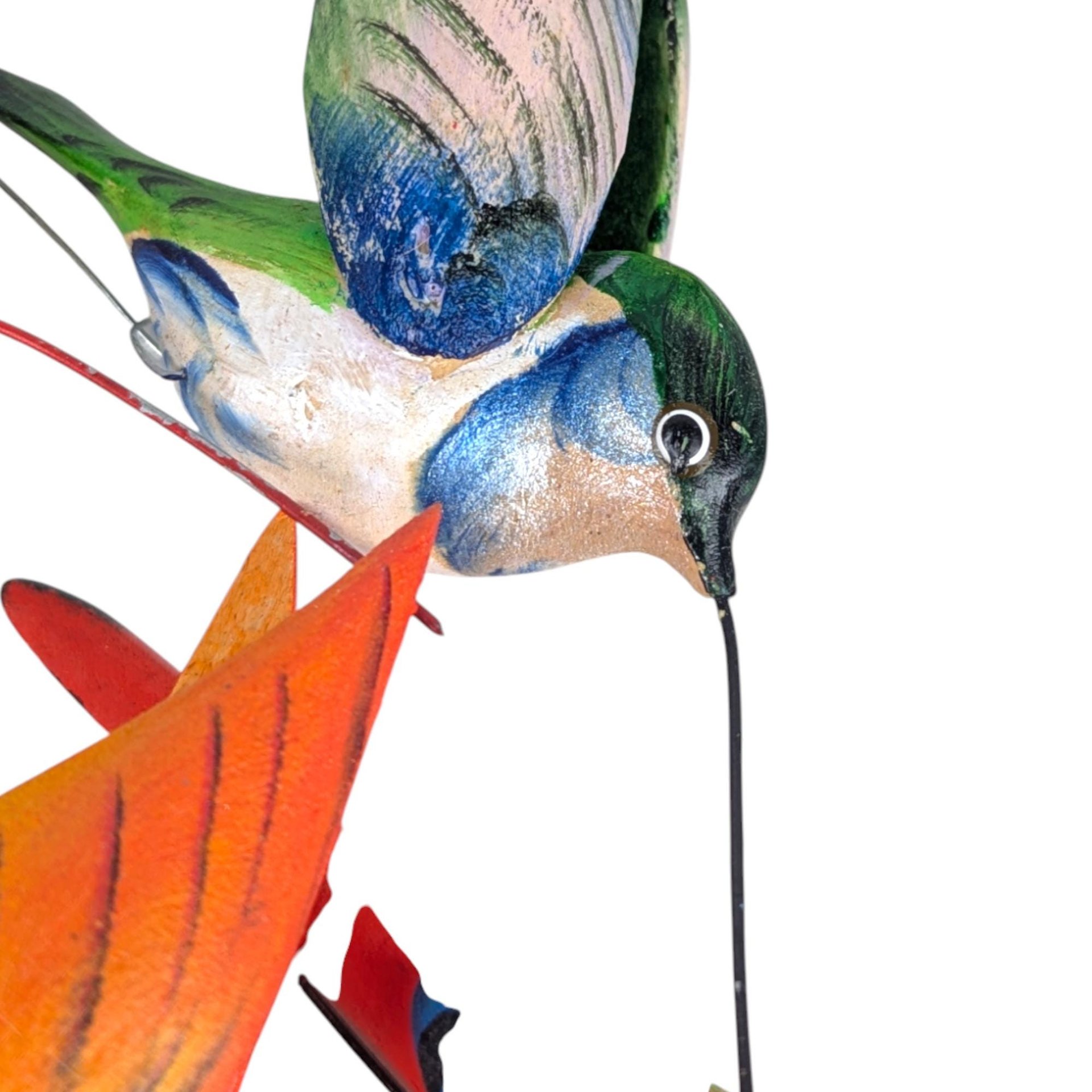 Vintage Painted Wood Bird Set: Plant Sitters and Magnets Lot, 12 Pieces