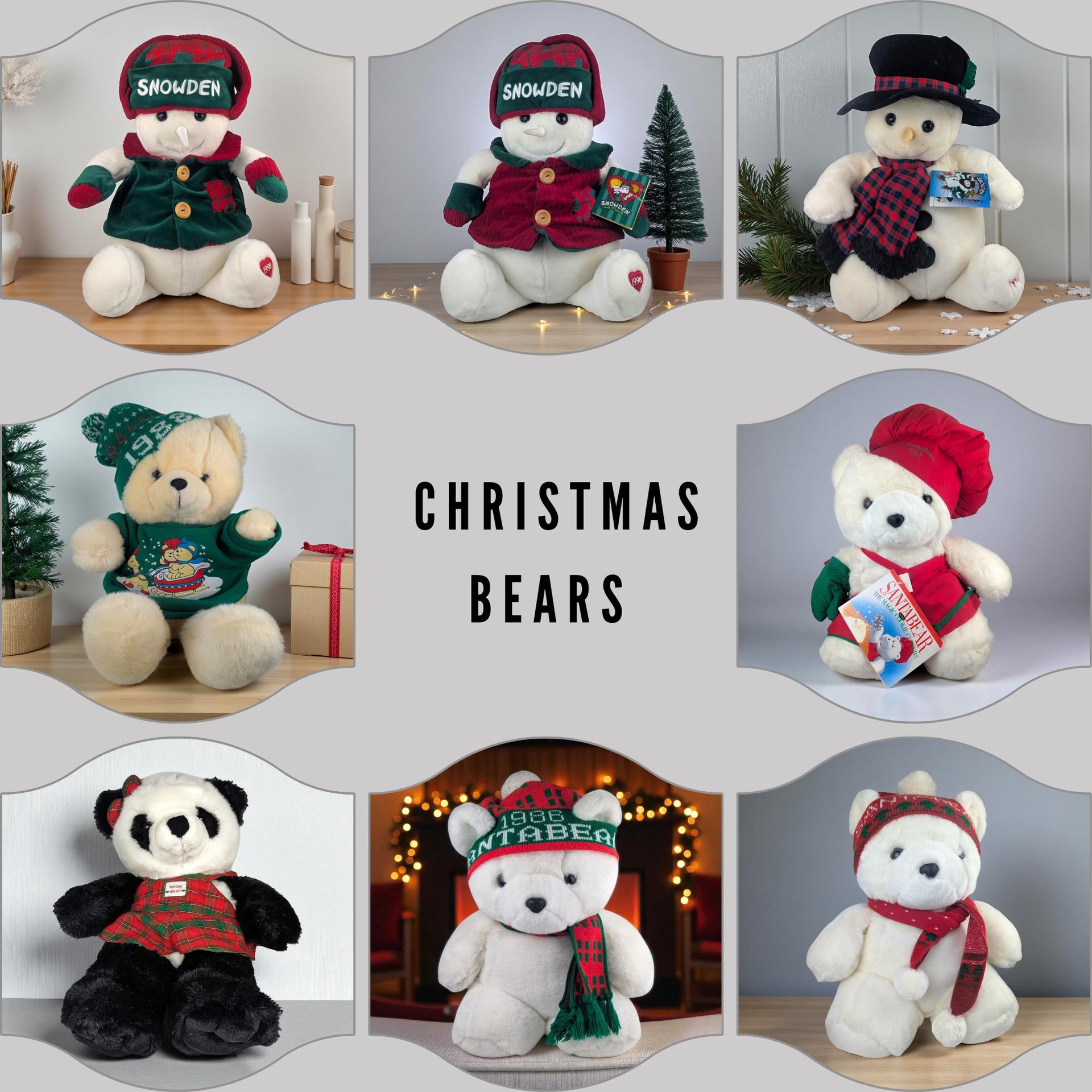 Vintage Christmas Bear Plush: Your Choice of Collectible Department Store Bears
