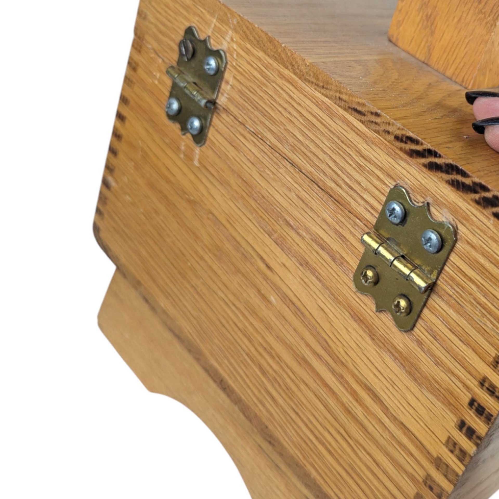 Vintage 1970s Griffin Shinemaster Shoe Shine Box: Oak Valet Stand
