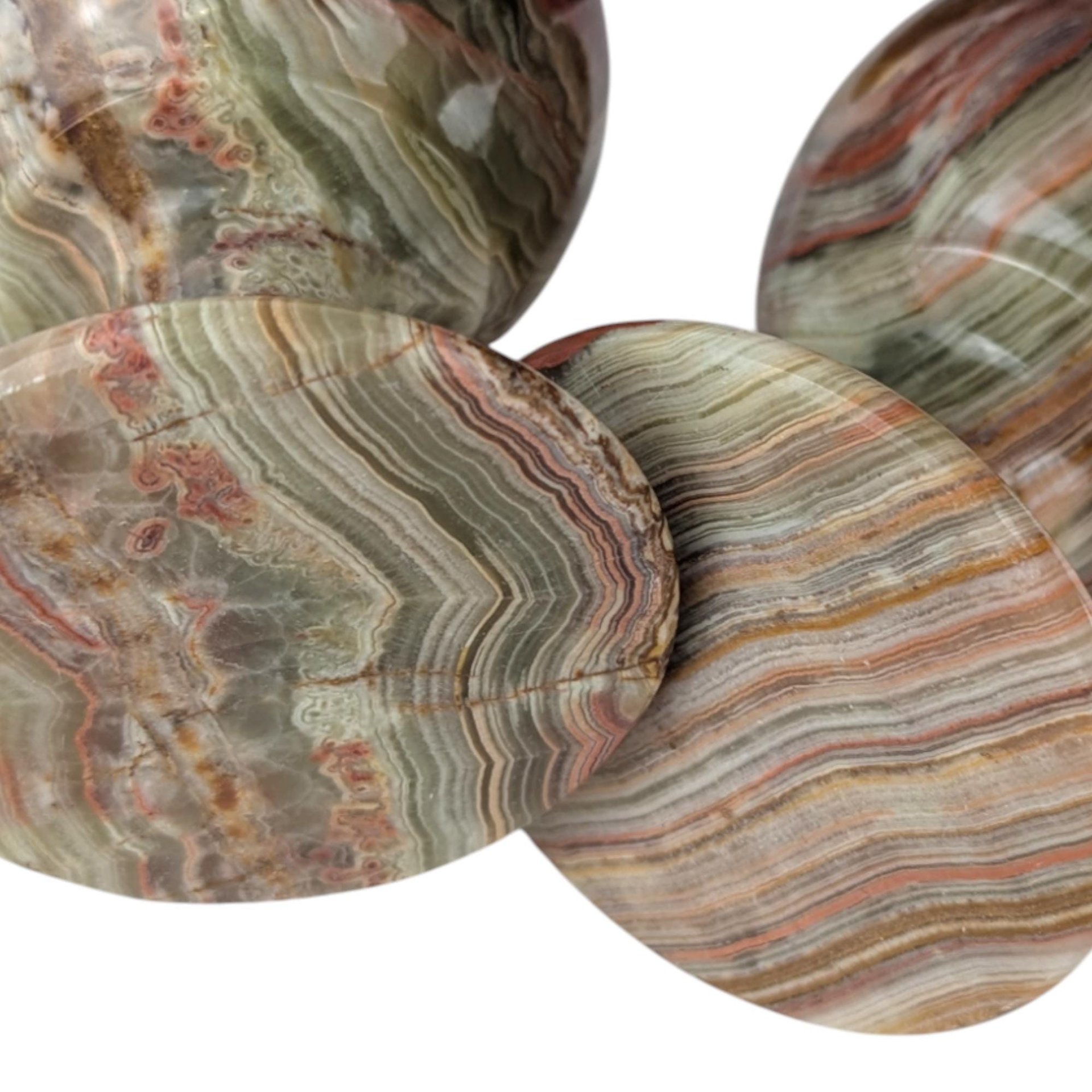 Vintage 1970s Carved Onyx Goblets: Set of 2 Banded Stone Chalices