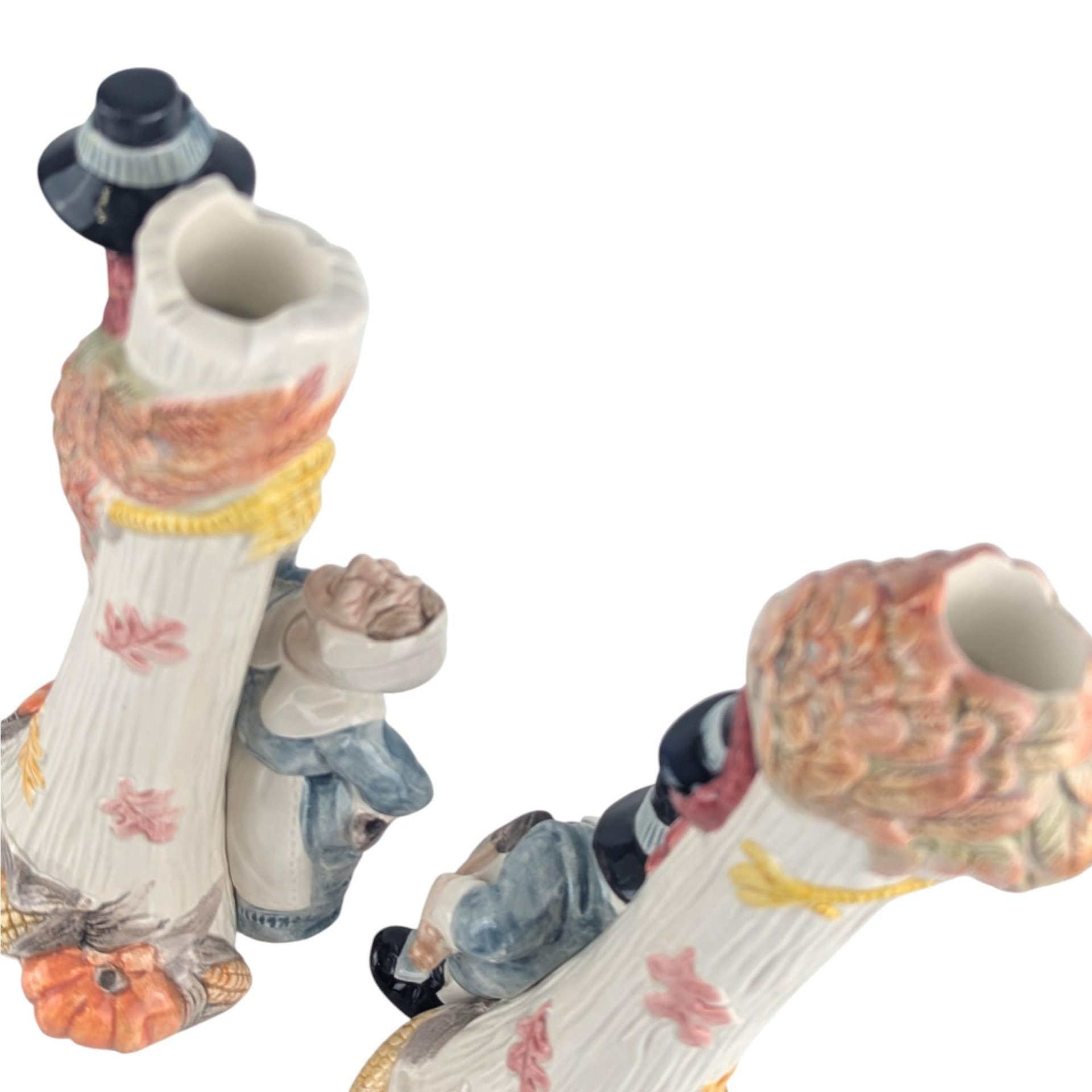 Vintage Fitz and Floyd Pilgrim Candle Holders: 1990 Thanksgiving Centerpiece