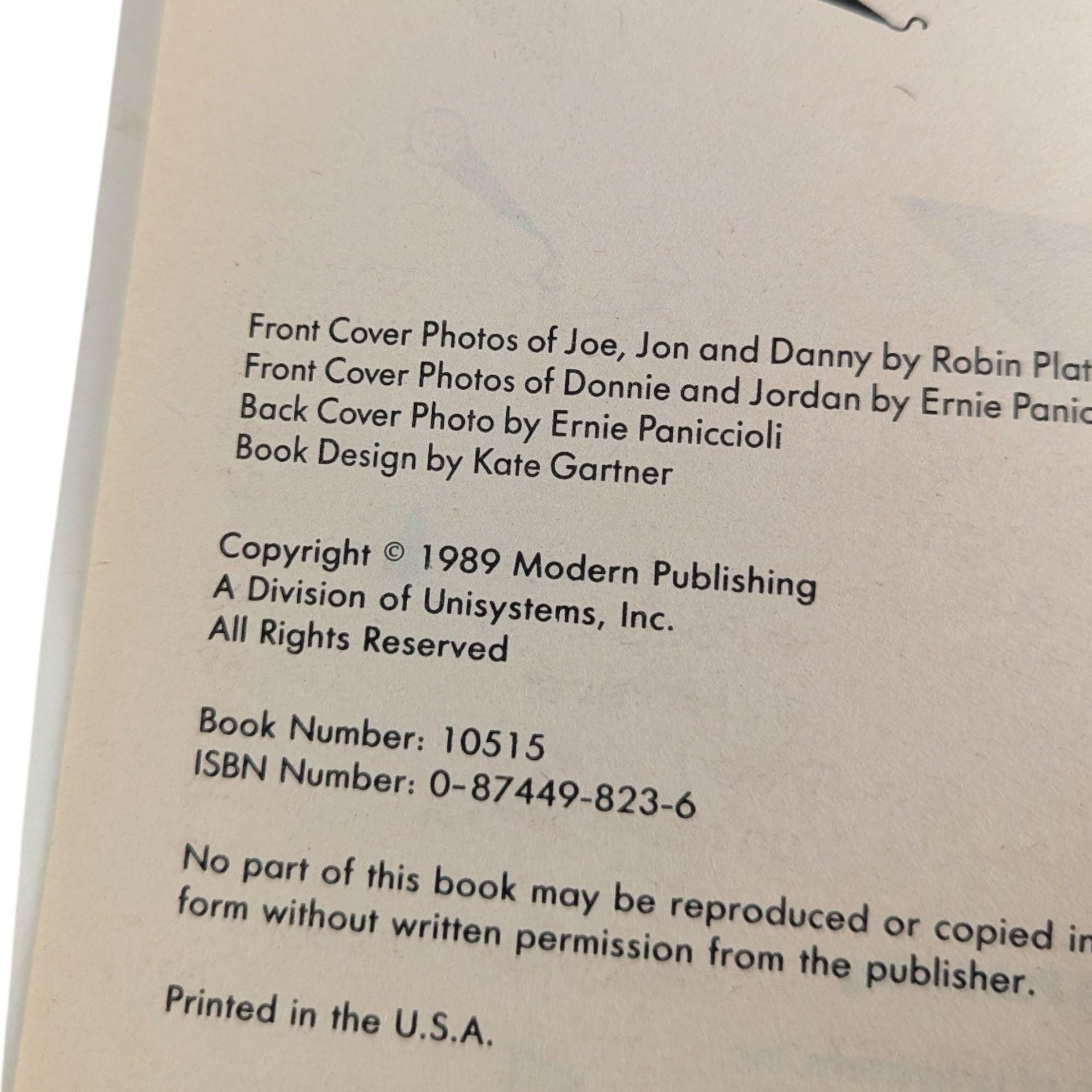 Vintage 1989 New Kids on the Block Book: Anne M. Raso Biography, NKOTB Memorabilia