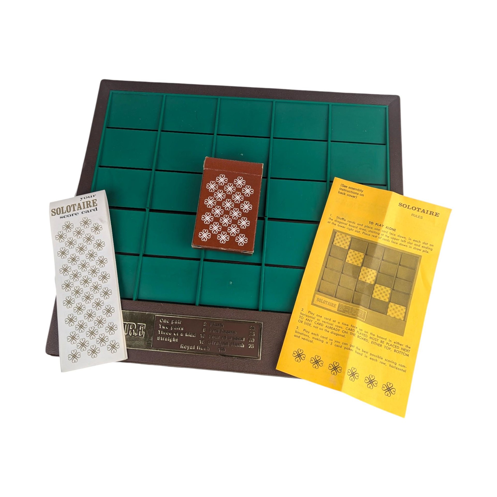 Vintage 1973 Solotaire Game: Milton Bradley Solitaire Poker Board Game