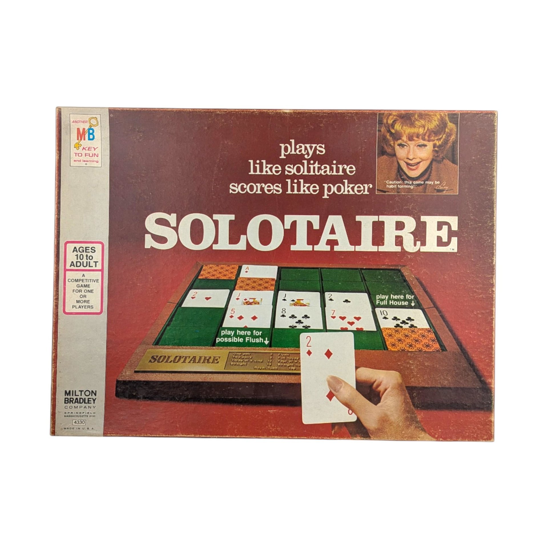 Vintage 1973 Solotaire Game: Milton Bradley Solitaire Poker Board Game
