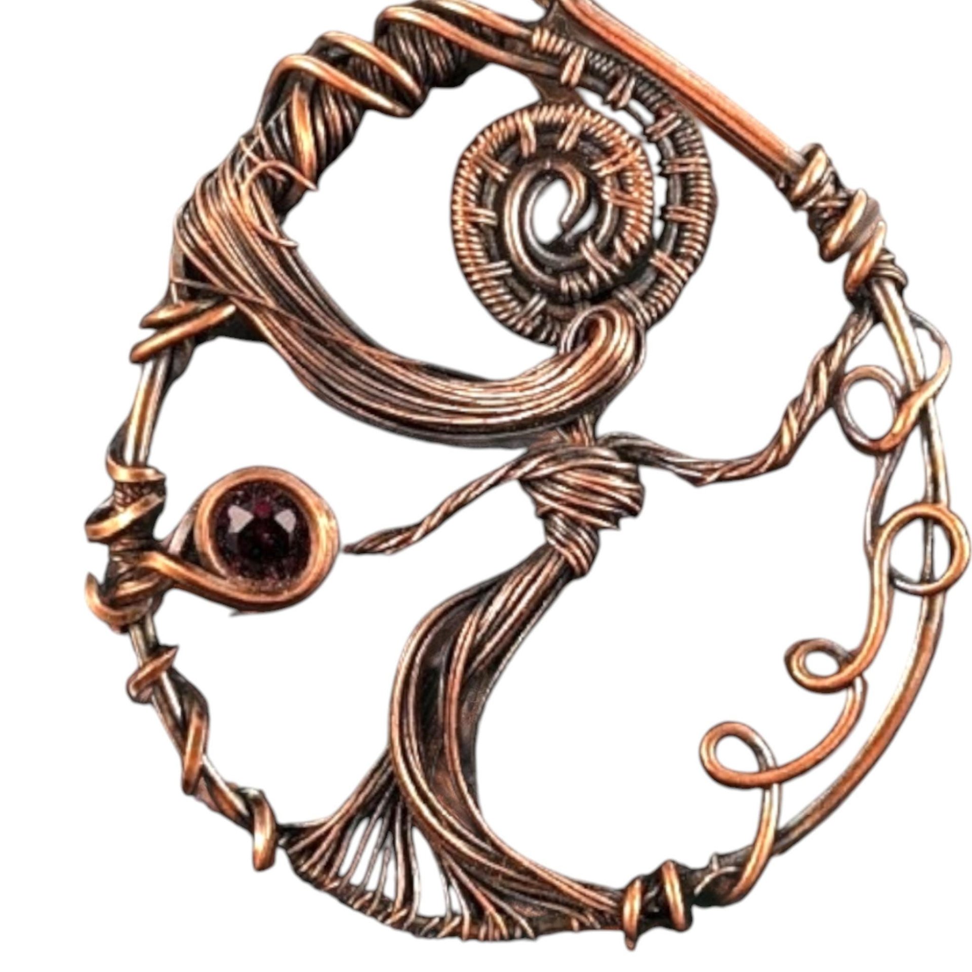 Copper Wire Goddess Pendant: Tree of Life Female Form, Handmade Artisan Jewelry