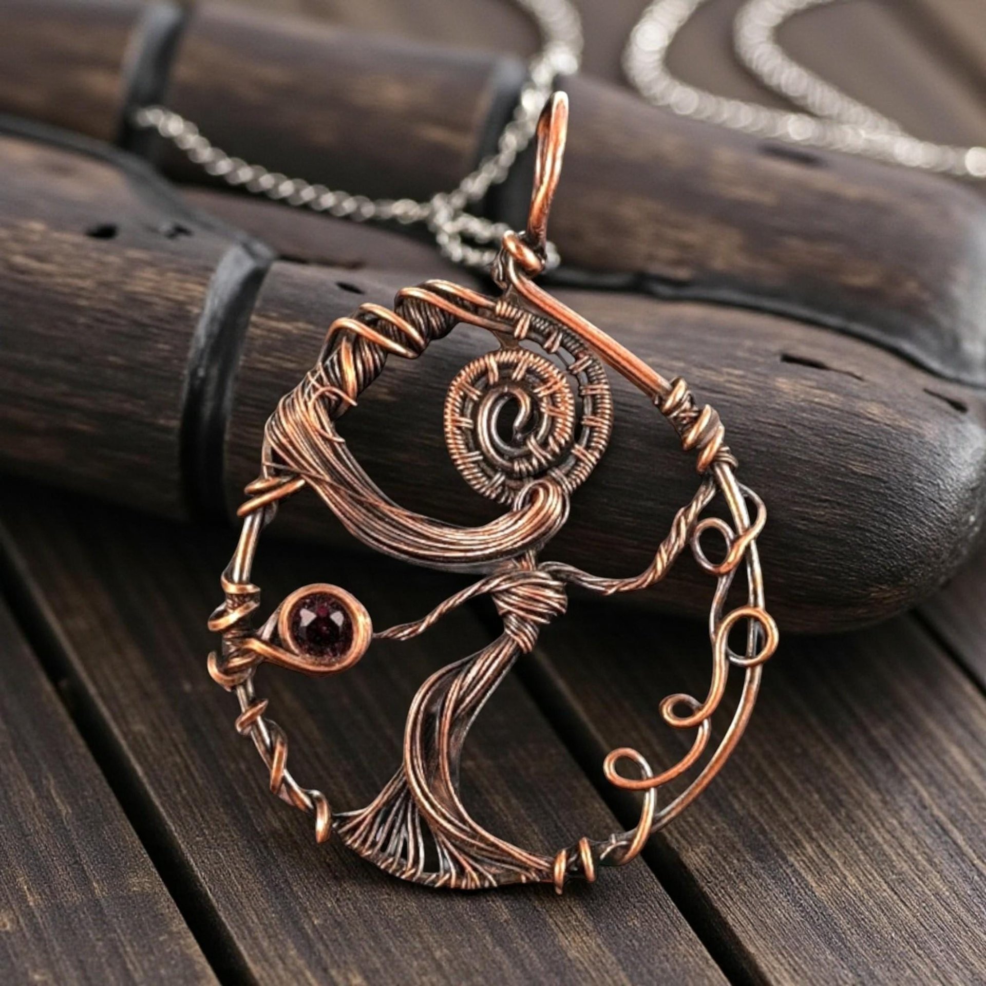 Copper Wire Goddess Pendant: Tree of Life Female Form, Handmade Artisan Jewelry