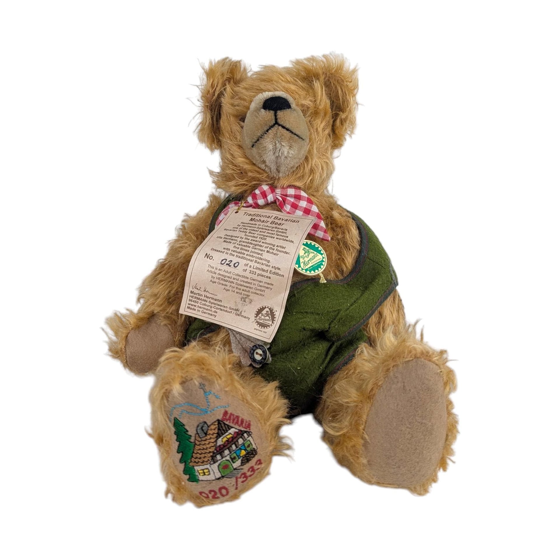 Vintage Hermann Mohair Bear: Limited Edition Bavarian Teddy Bear #20/333