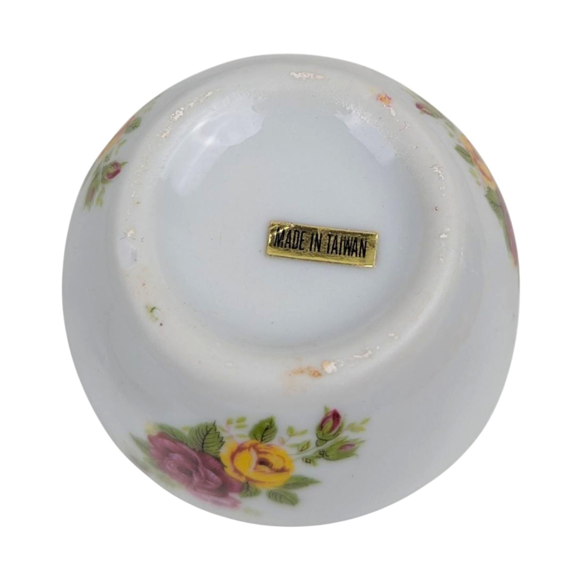 Vintage Floral Trinket Dish: Japanese Porcelain Lidded Pot