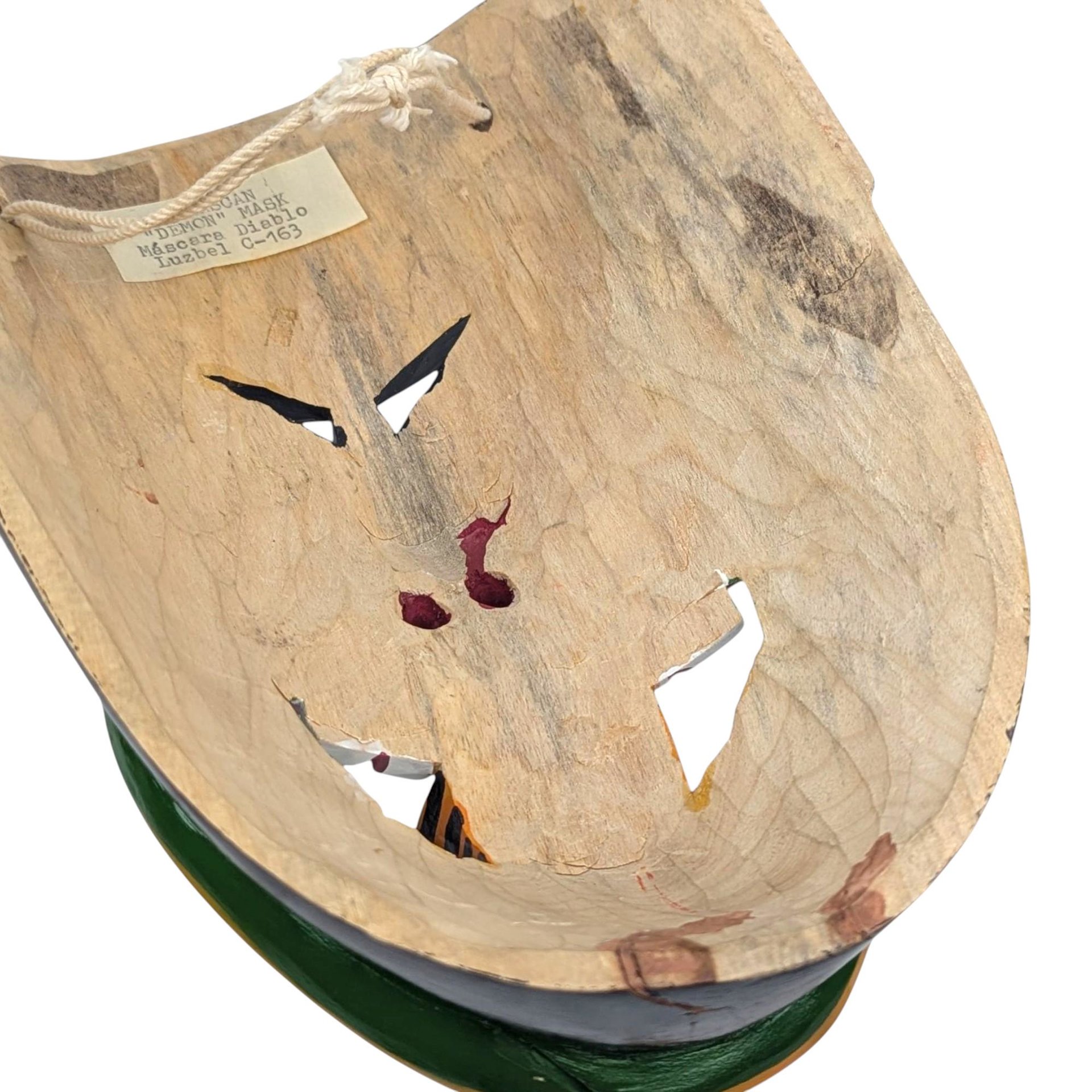 Vintage 1980s Tarascan Devil Mask: Mexican Folk Art Hand Carved Wood Diablo