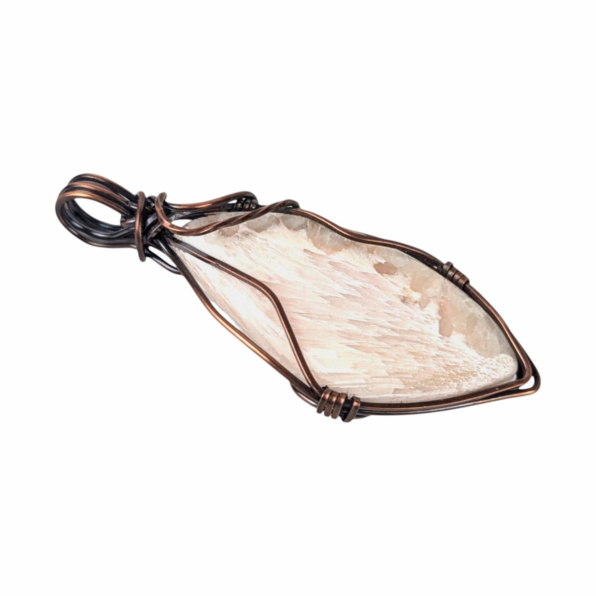 Handmade Copper Pendant: Natural Pink Scolecite Gemstone Jewelry