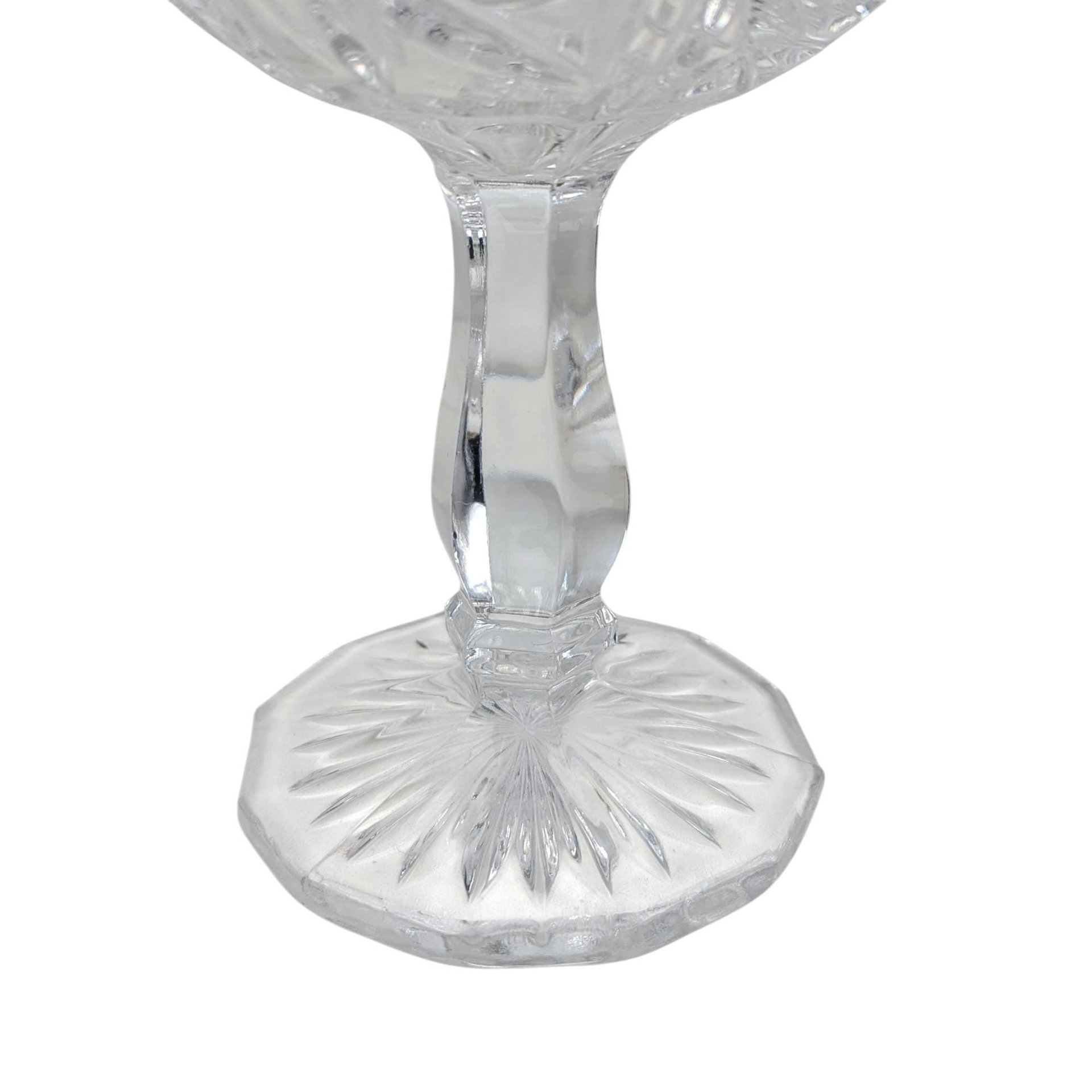 Vintage Cut Crystal Pedestal Candy Dish: Large Lidded Apothecary Jar