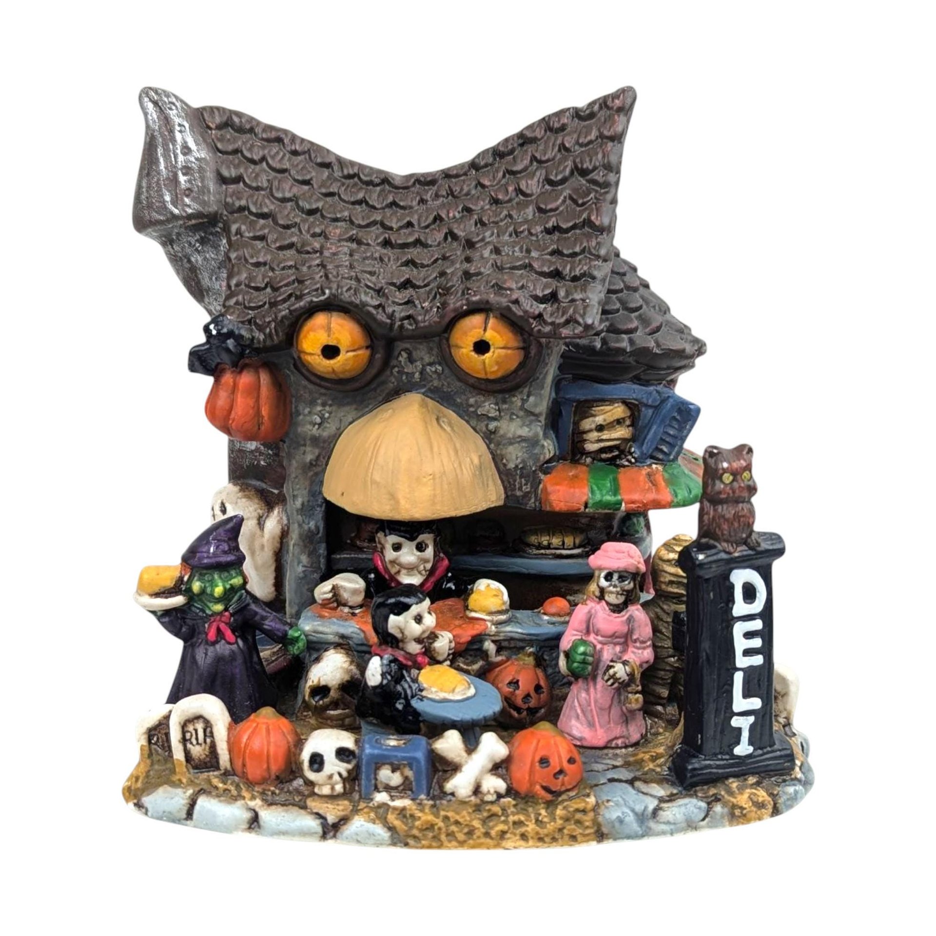 Vintage Light-Up Halloween Village Deli: Spooky Town Monster Figurine