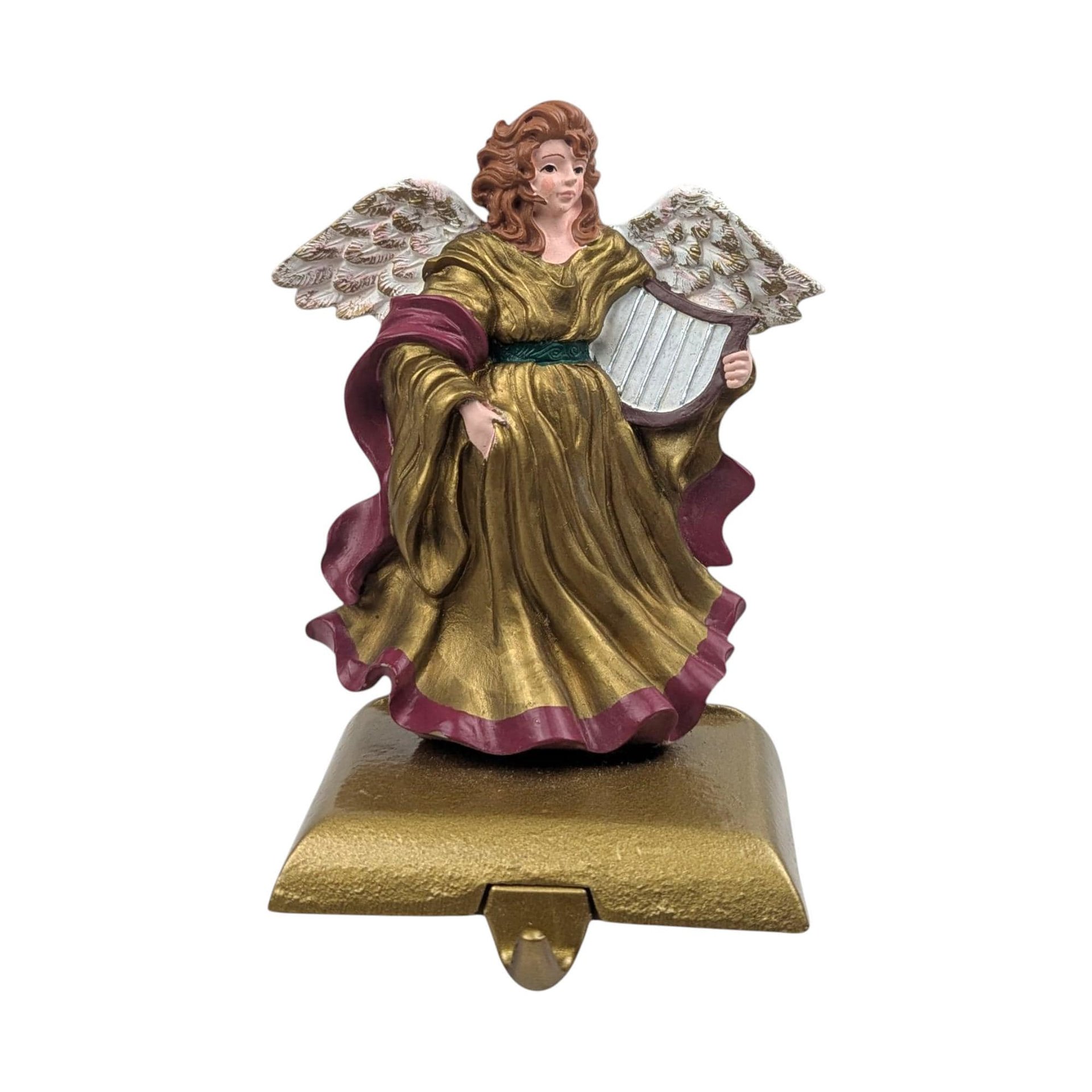 Vintage Angel Stocking Holders: Set of Two Christmas Mantle Hangers