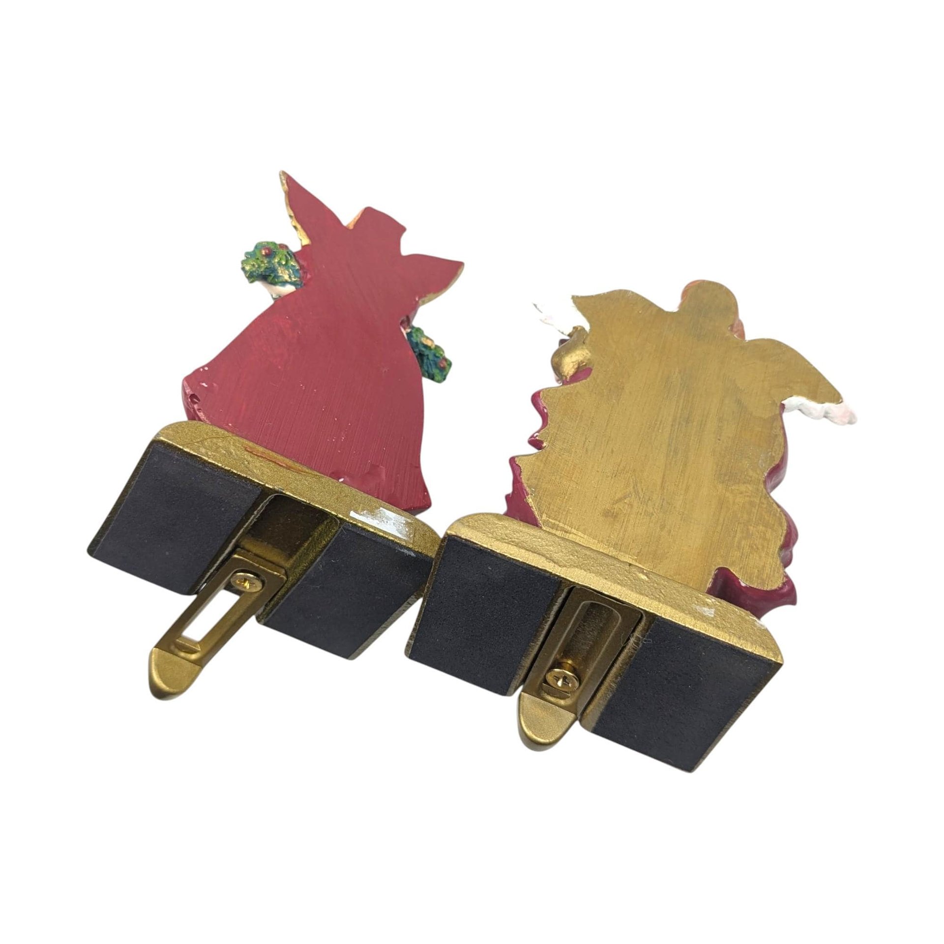 Vintage Angel Stocking Holders: Set of Two Christmas Mantle Hangers