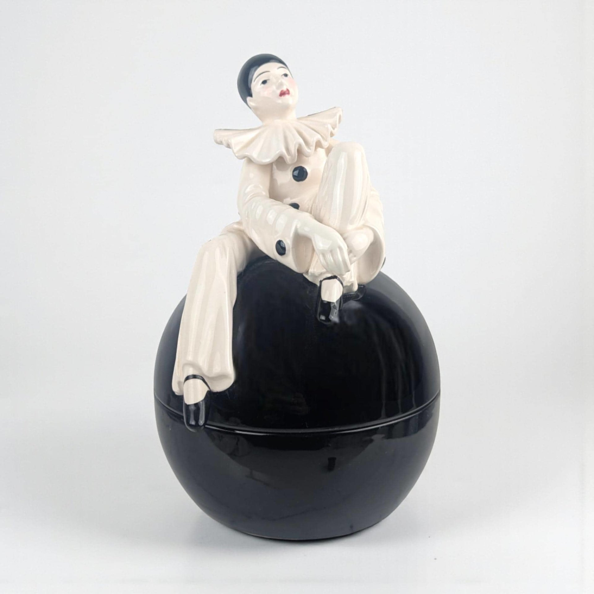 Vintage Pierrot Clown Lidded Bowl: Taste Setter by Sigma, Ceramic Trinket Jar