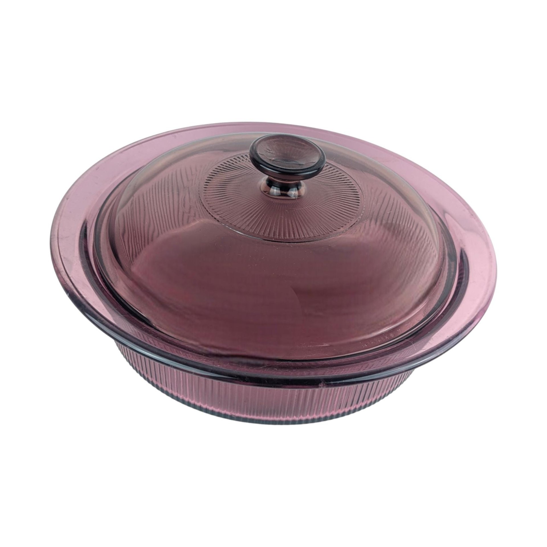 Vintage Cranberry Visions 2.5 Quart Casserole: Corning Glass Pan with Pyrex Lid