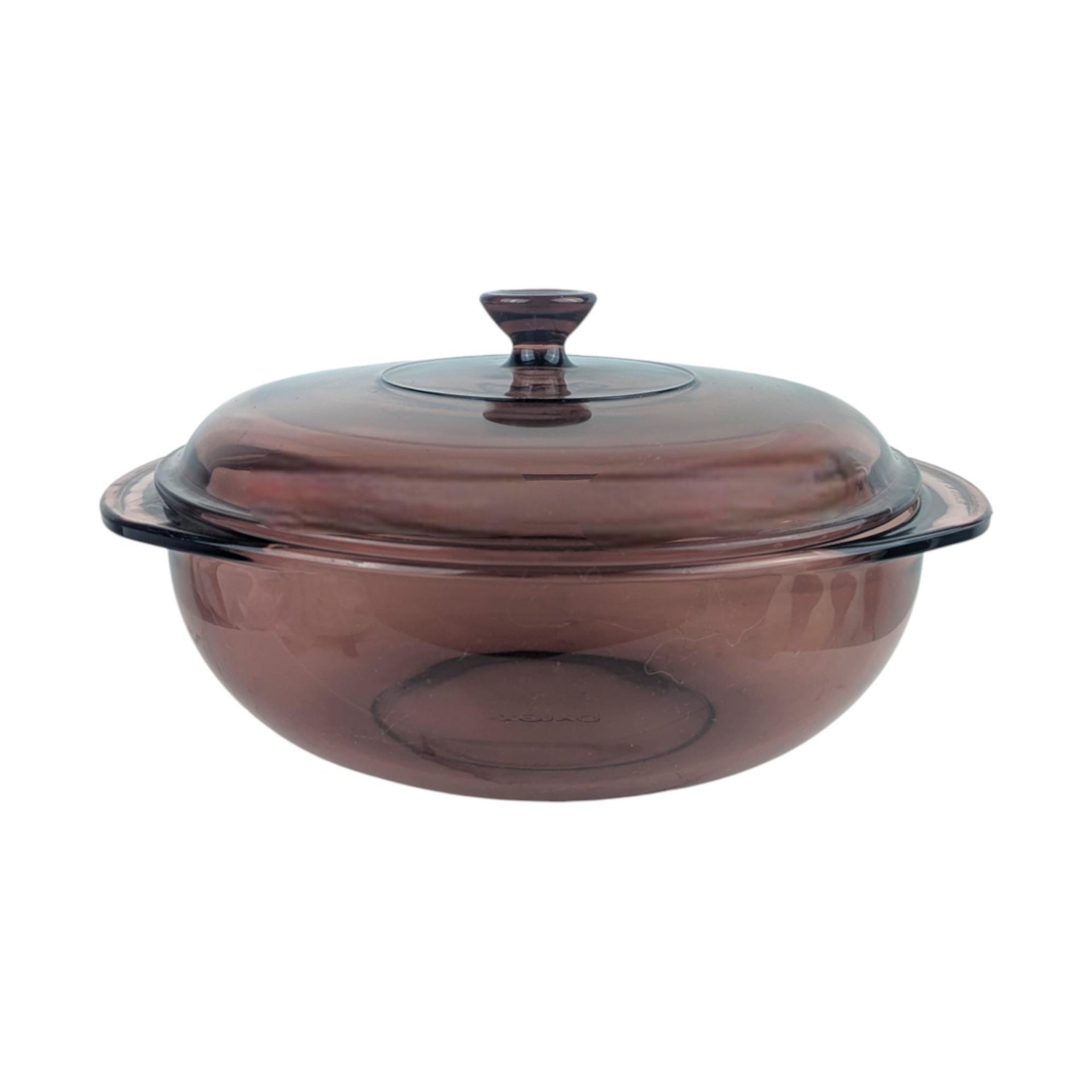 Vintage Pyrex 2 Quart Casserole Dish: Smokey Purple Glass Bakeware with Lid