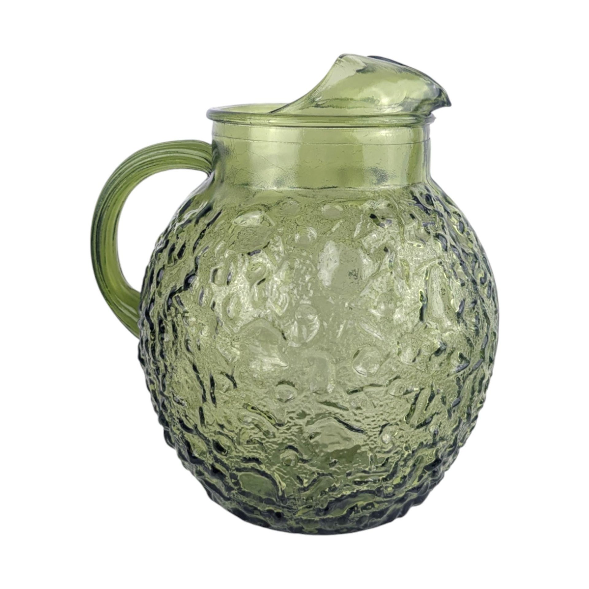 Vintage Green Glass Pitcher: Anchor Hocking Soreno, Mid Century Avocado Glass