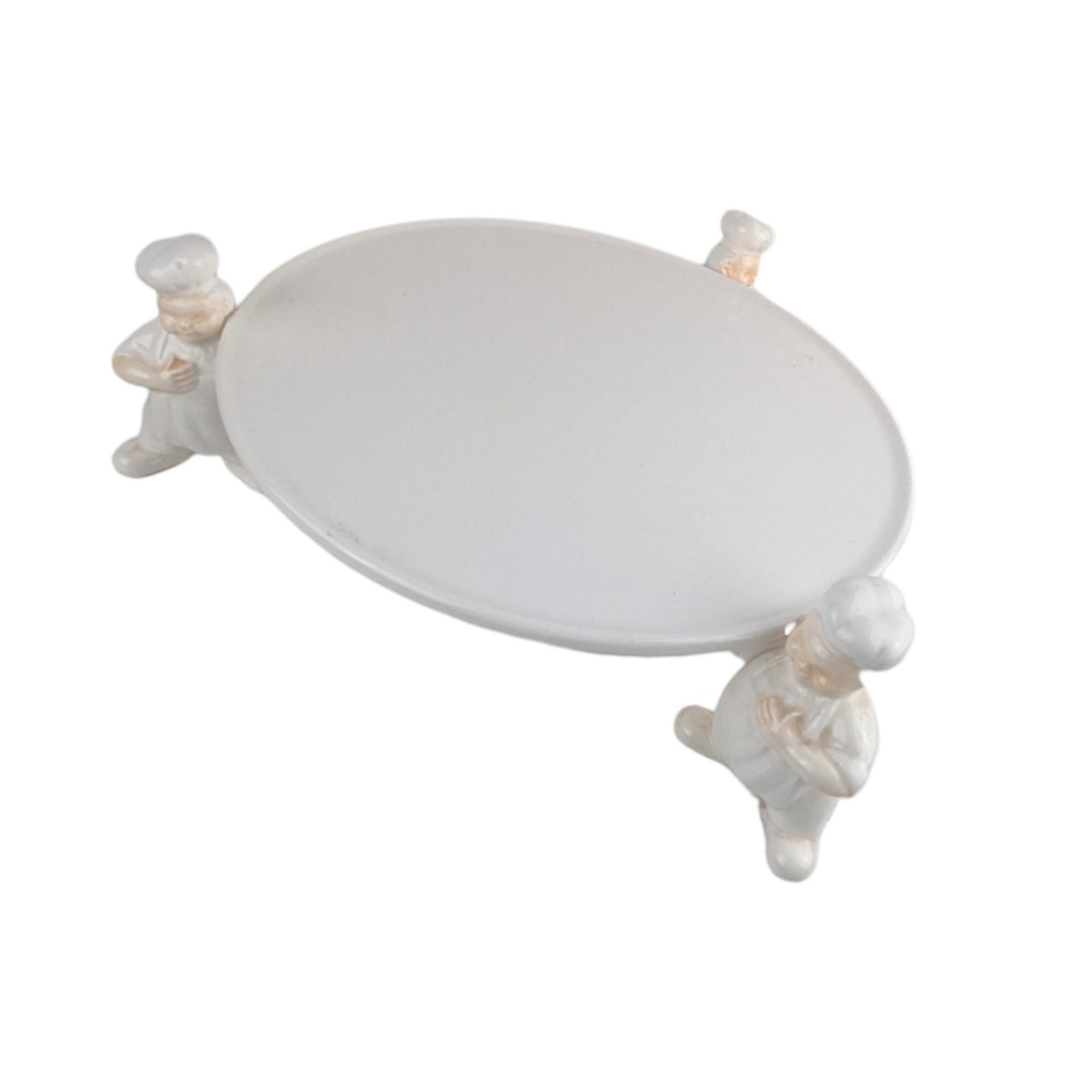 Vintage Dept 56 Three Bakers Cake Plate: Whimsical Chef Pedestal Stand