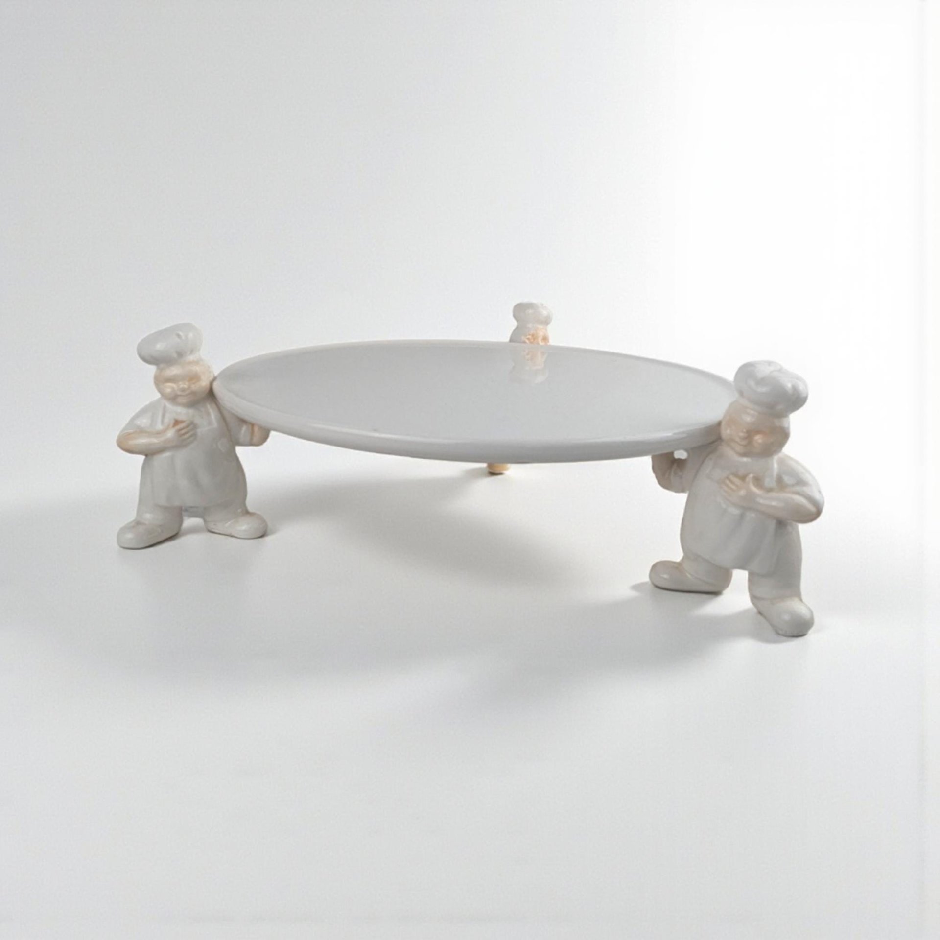 Vintage Dept 56 Three Bakers Cake Plate: Whimsical Chef Pedestal Stand