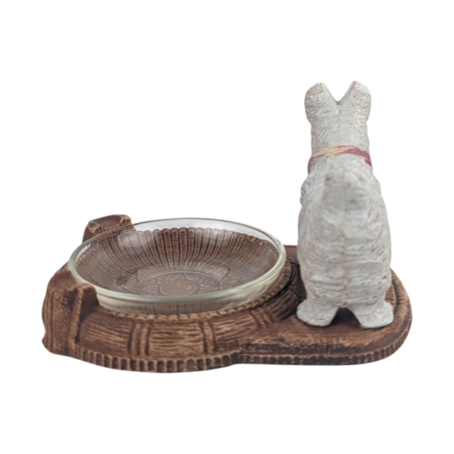 Vintage Burwood Scottie Dog Ashtray: Westie Terrier Trinket Dish with Glass Insert