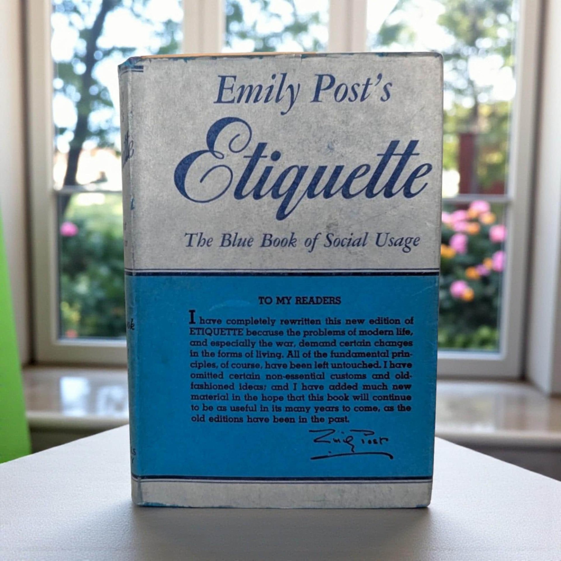 Vintage 1945 Etiquette Book: Emily Post's Blue Book of Social Usage, Post-War Manners Guide